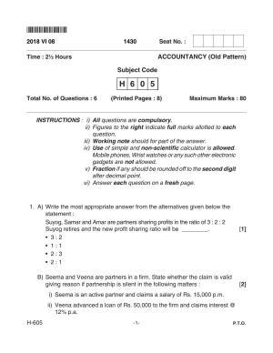 Goa Board Class 12 Accountancy  605 Old Pattern (June 2018) Question Paper