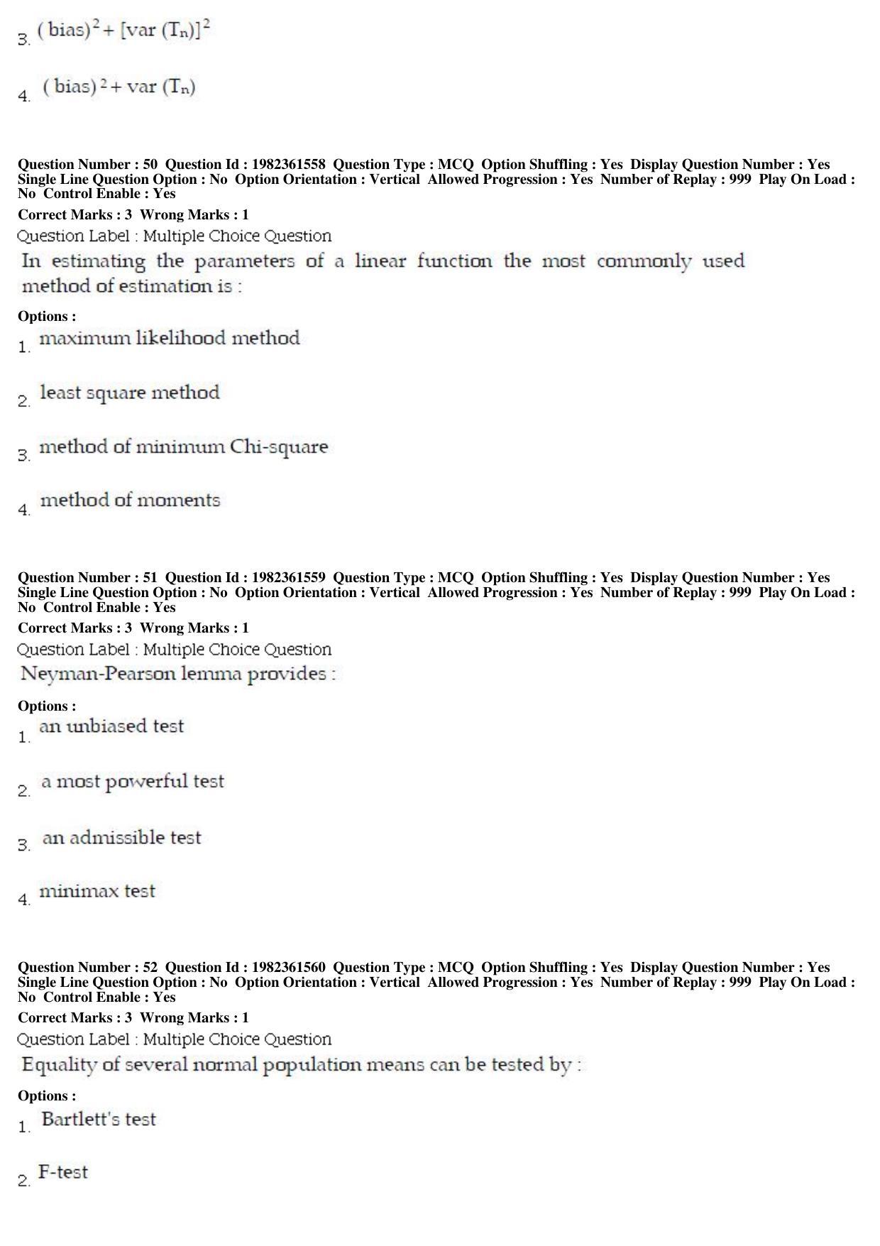 BHU RET Agri Stat 2019 Question Paper - Page 19