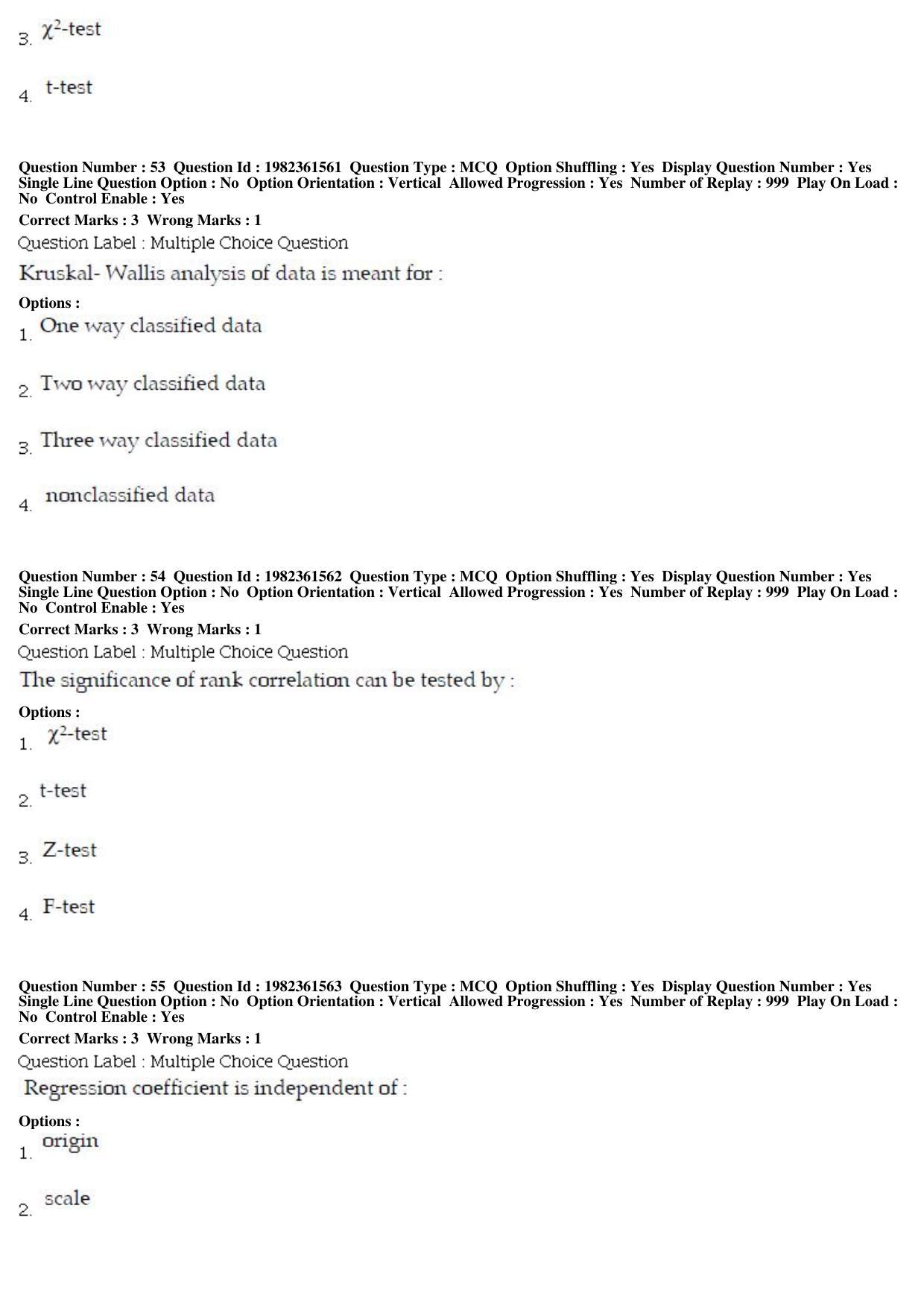 BHU RET Agri Stat 2019 Question Paper - Page 20