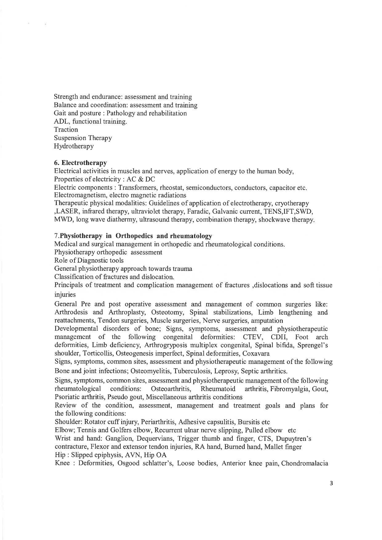 JMI Entrance Exam M59-M.P.T.(Sports/Orthopedics/Neurology/ Cardiopulmonary) (Self-financed) Syllabus - Page 3