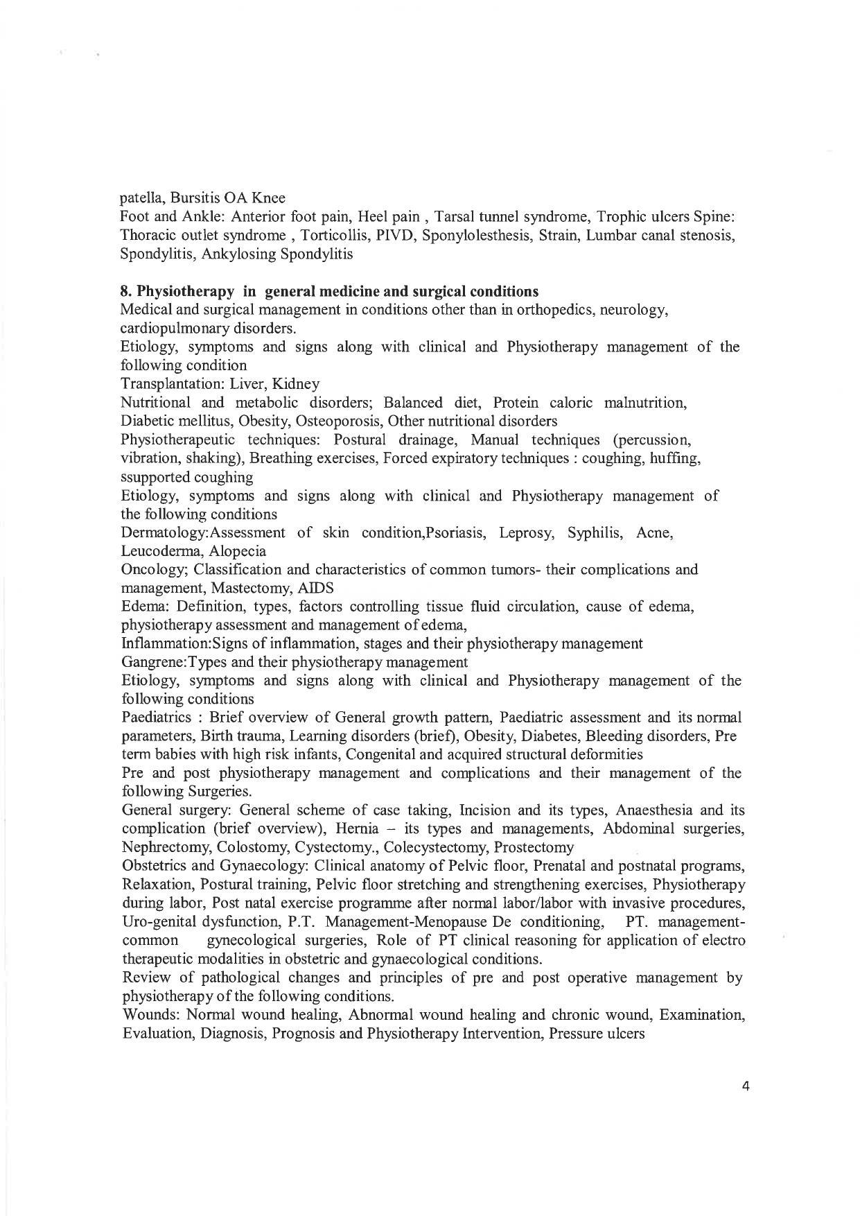 JMI Entrance Exam M59-M.P.T.(Sports/Orthopedics/Neurology/ Cardiopulmonary) (Self-financed) Syllabus - Page 4