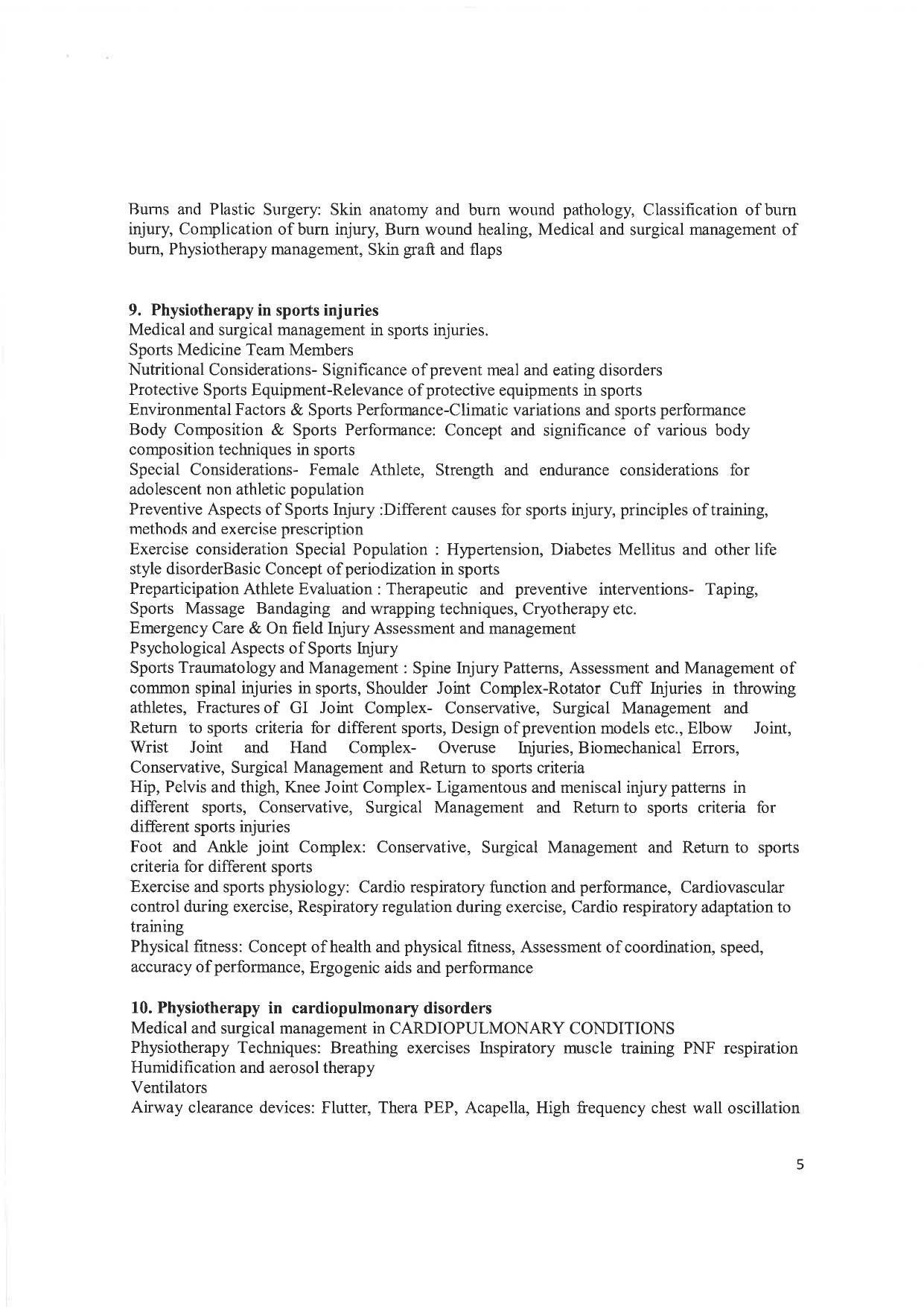 JMI Entrance Exam M59-M.P.T.(Sports/Orthopedics/Neurology/ Cardiopulmonary) (Self-financed) Syllabus - Page 5