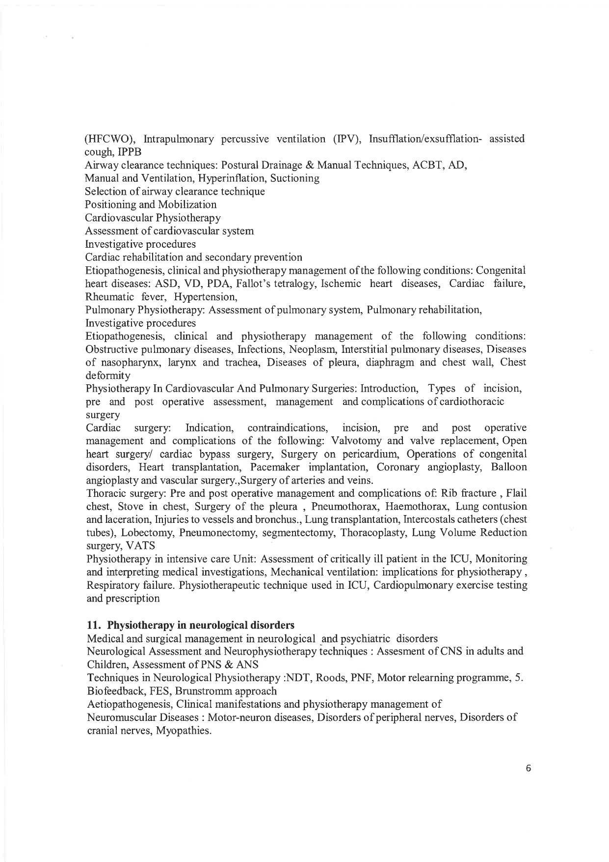 JMI Entrance Exam M59-M.P.T.(Sports/Orthopedics/Neurology/ Cardiopulmonary) (Self-financed) Syllabus - Page 6