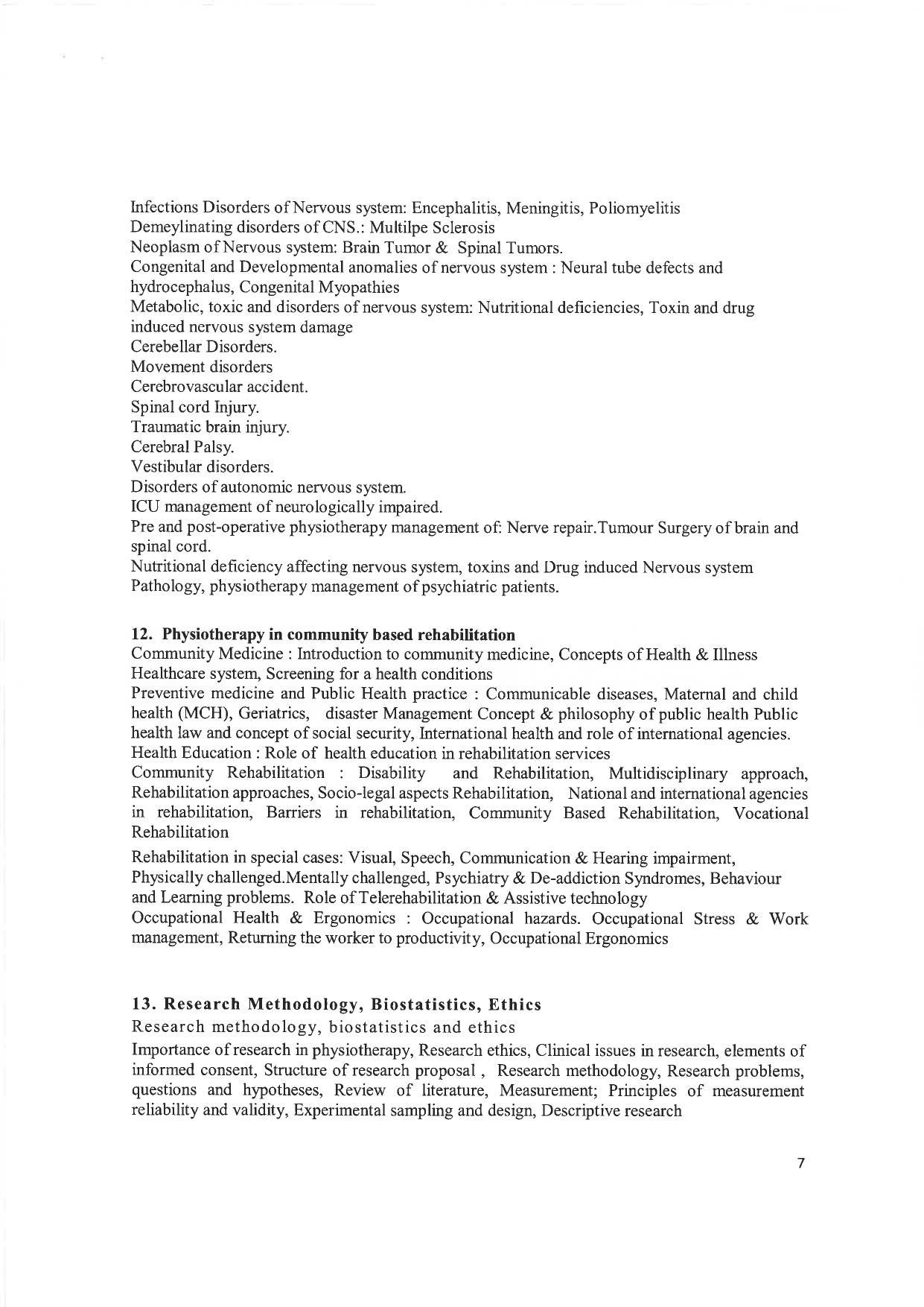 JMI Entrance Exam M59-M.P.T.(Sports/Orthopedics/Neurology/ Cardiopulmonary) (Self-financed) Syllabus - Page 7