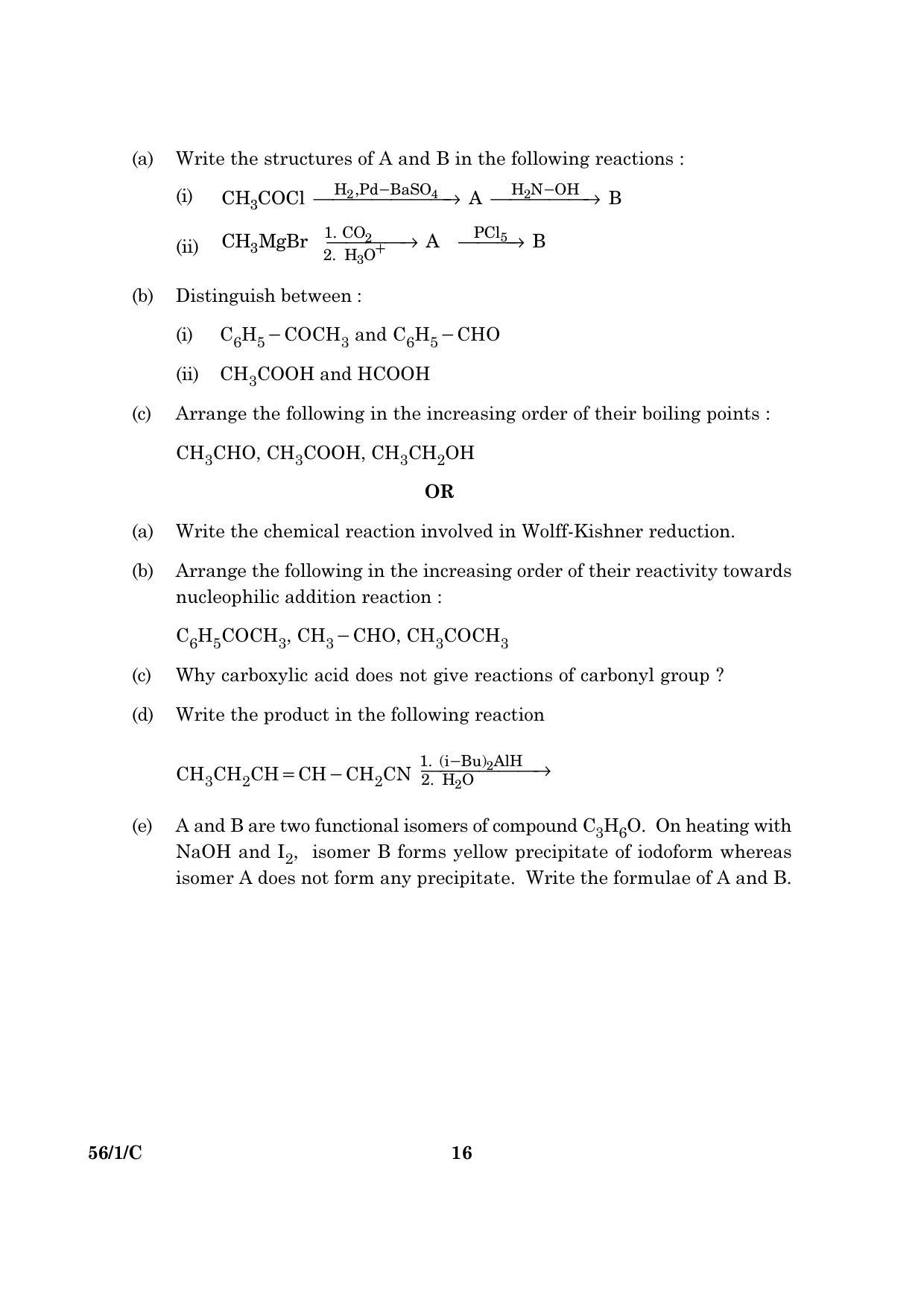 CBSE Class 12 056 Set 1 C Chemistry 2016 Question Paper - Page 16