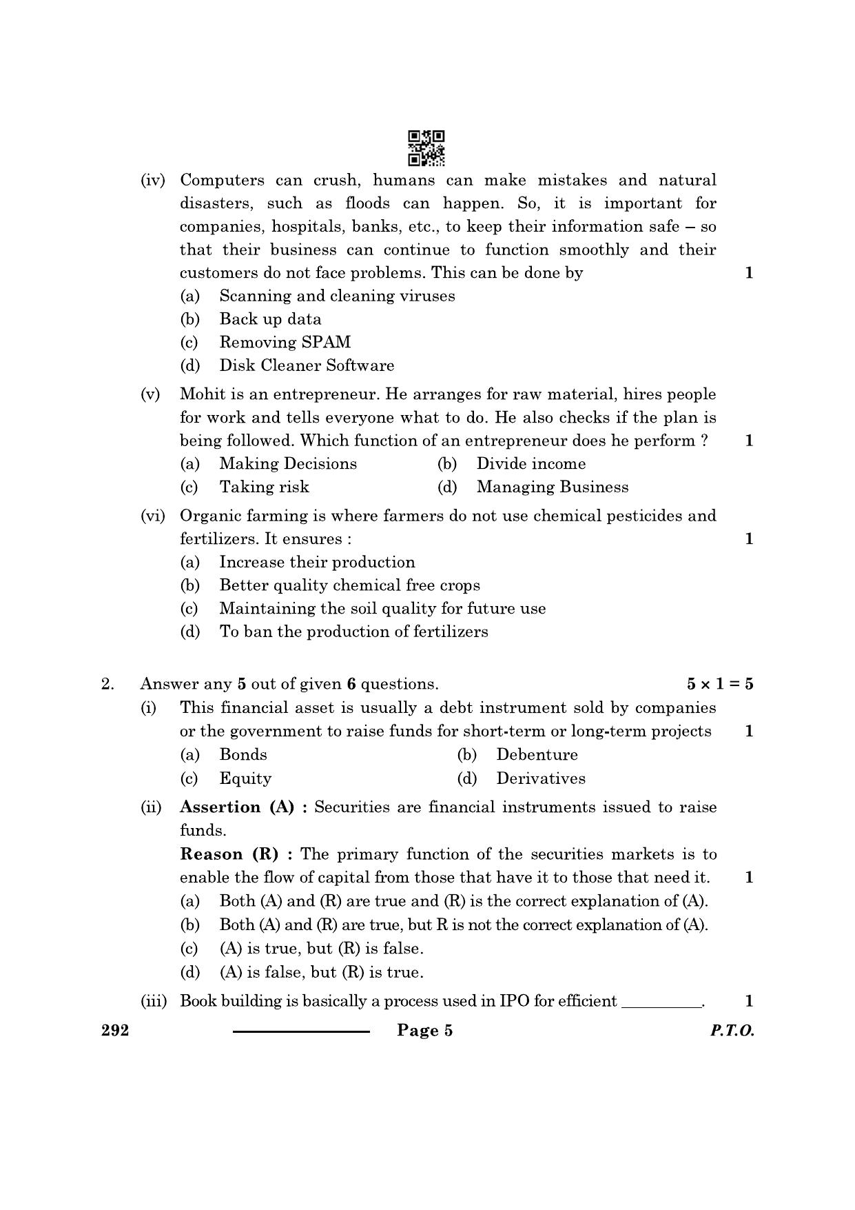 CBSE Class 10 Introduction Financial Markets 2024 Question Paper - Page 5