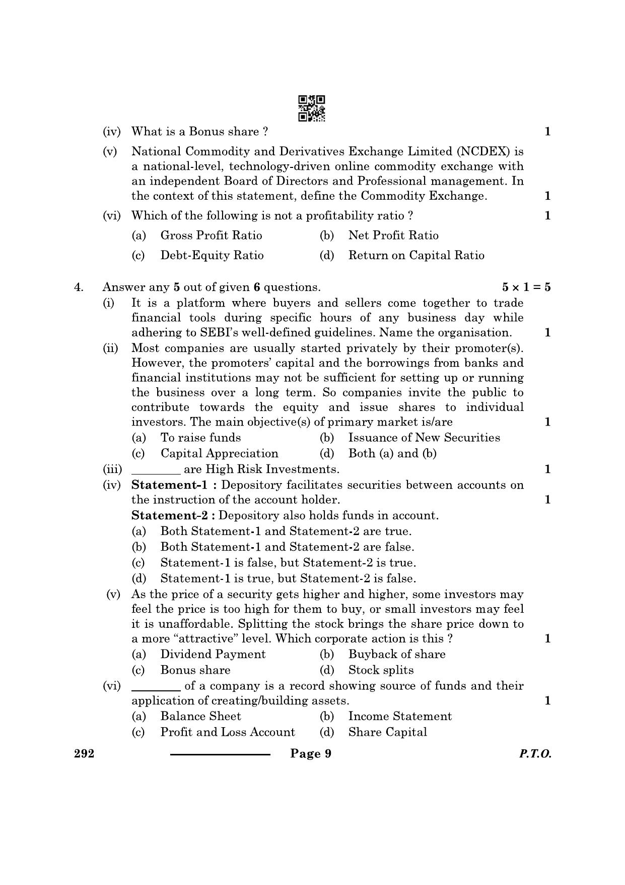 CBSE Class 10 Introduction Financial Markets 2024 Question Paper - Page 9