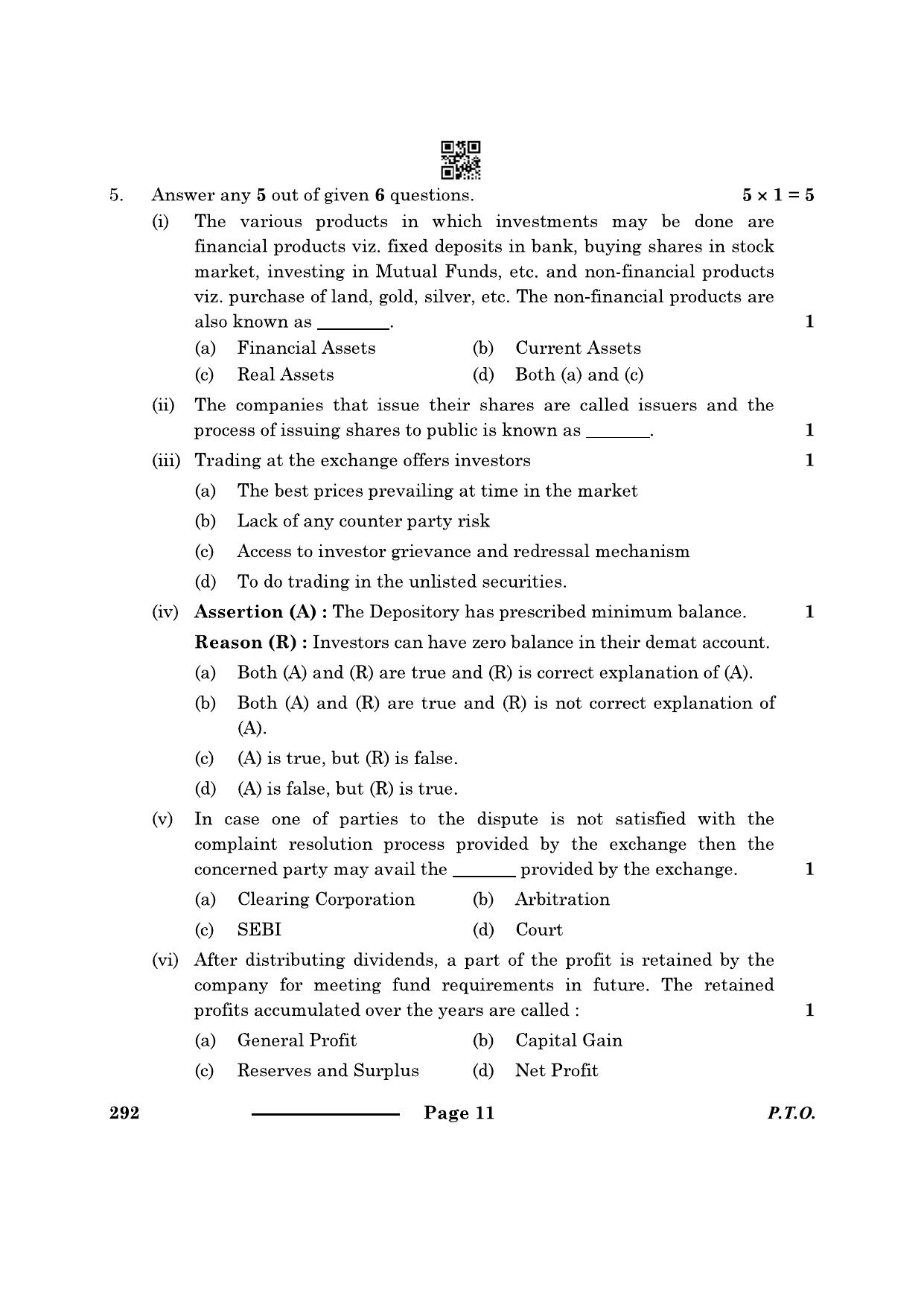 CBSE Class 10 Introduction Financial Markets 2024 Question Paper - Page 11