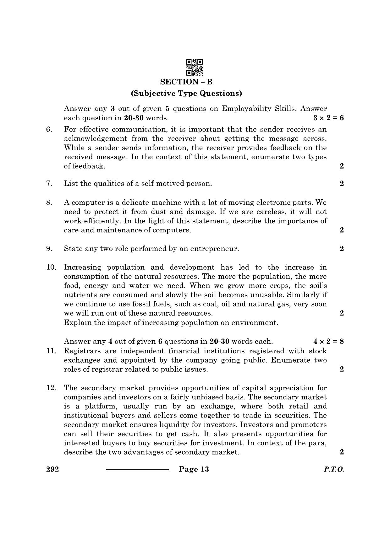CBSE Class 10 Introduction Financial Markets 2024 Question Paper - Page 13