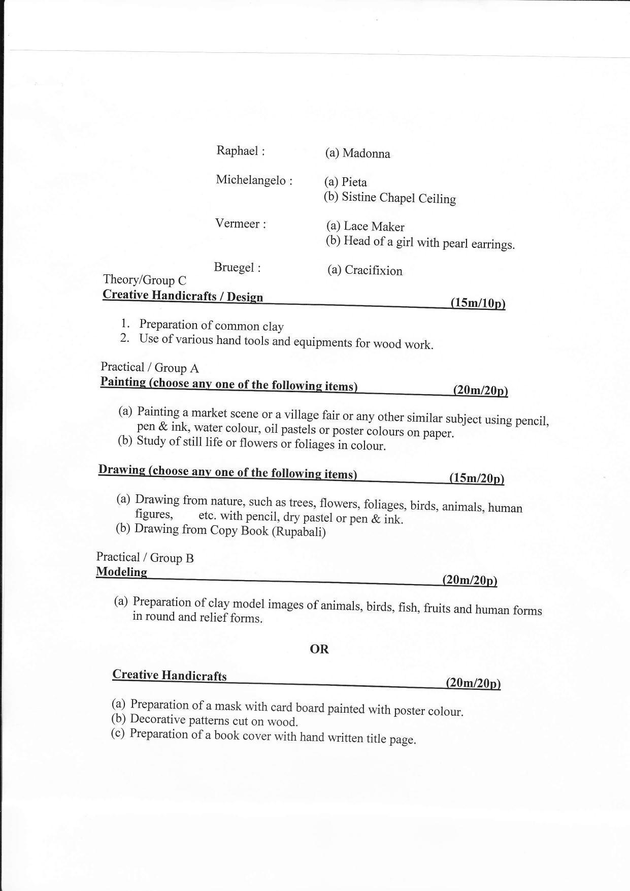 WBCHSE Exam Syllabus for Visual Arts - Page 3