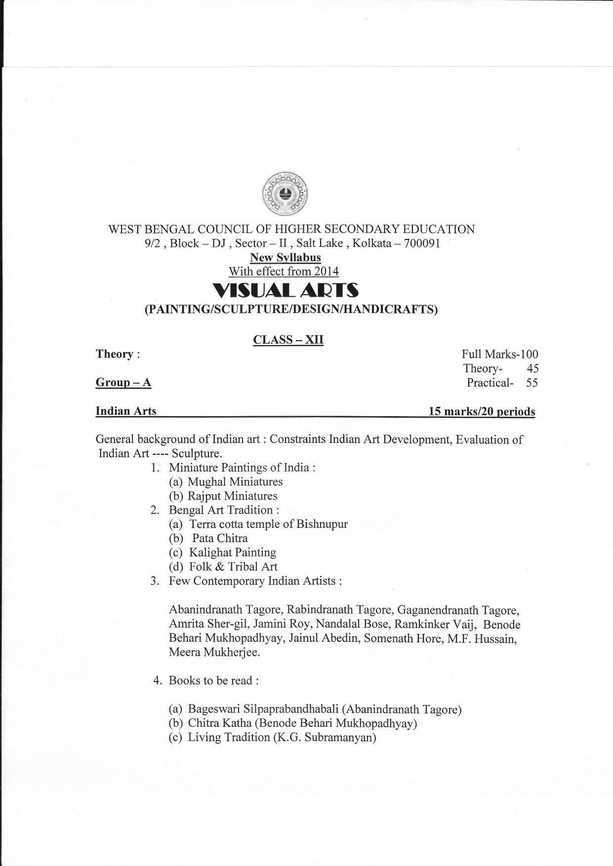 WBCHSE Exam Syllabus for Visual Arts - Page 4