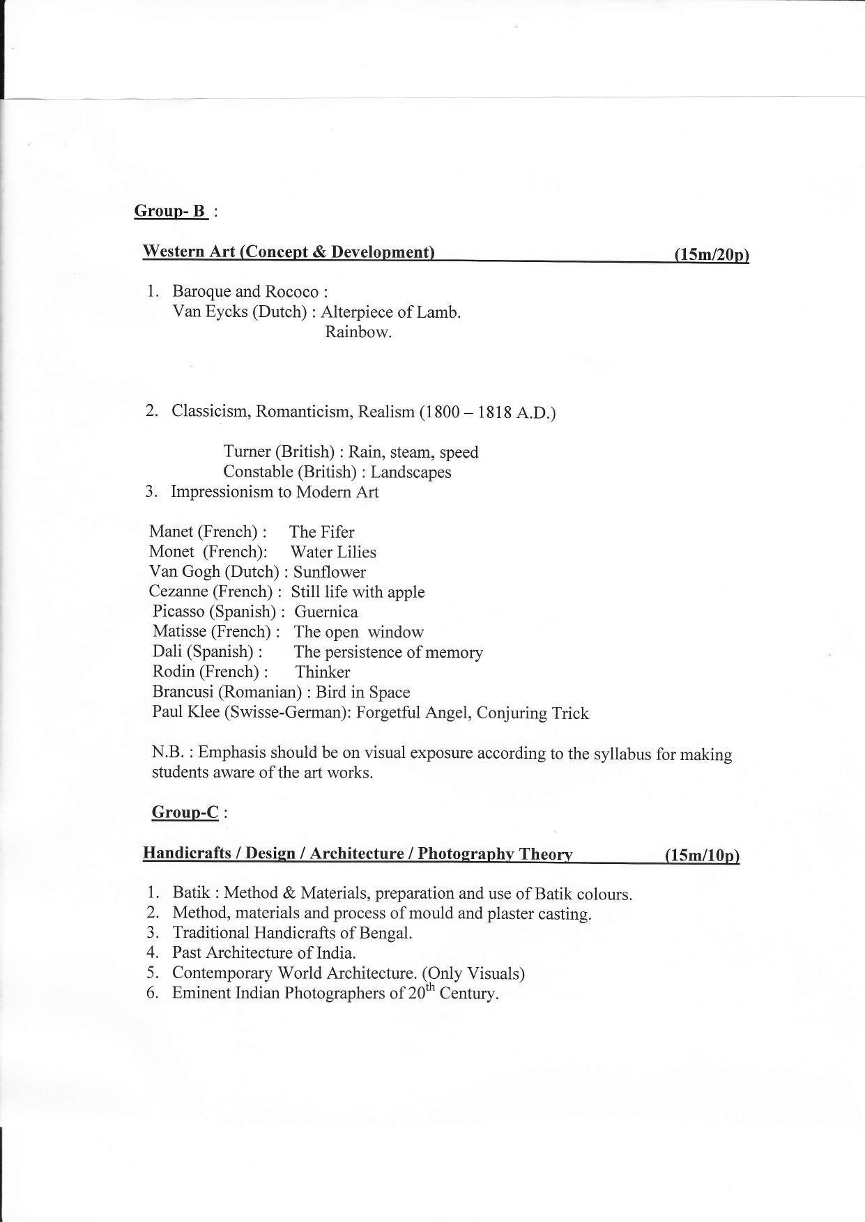 WBCHSE Exam Syllabus for Visual Arts IndCareer Docs