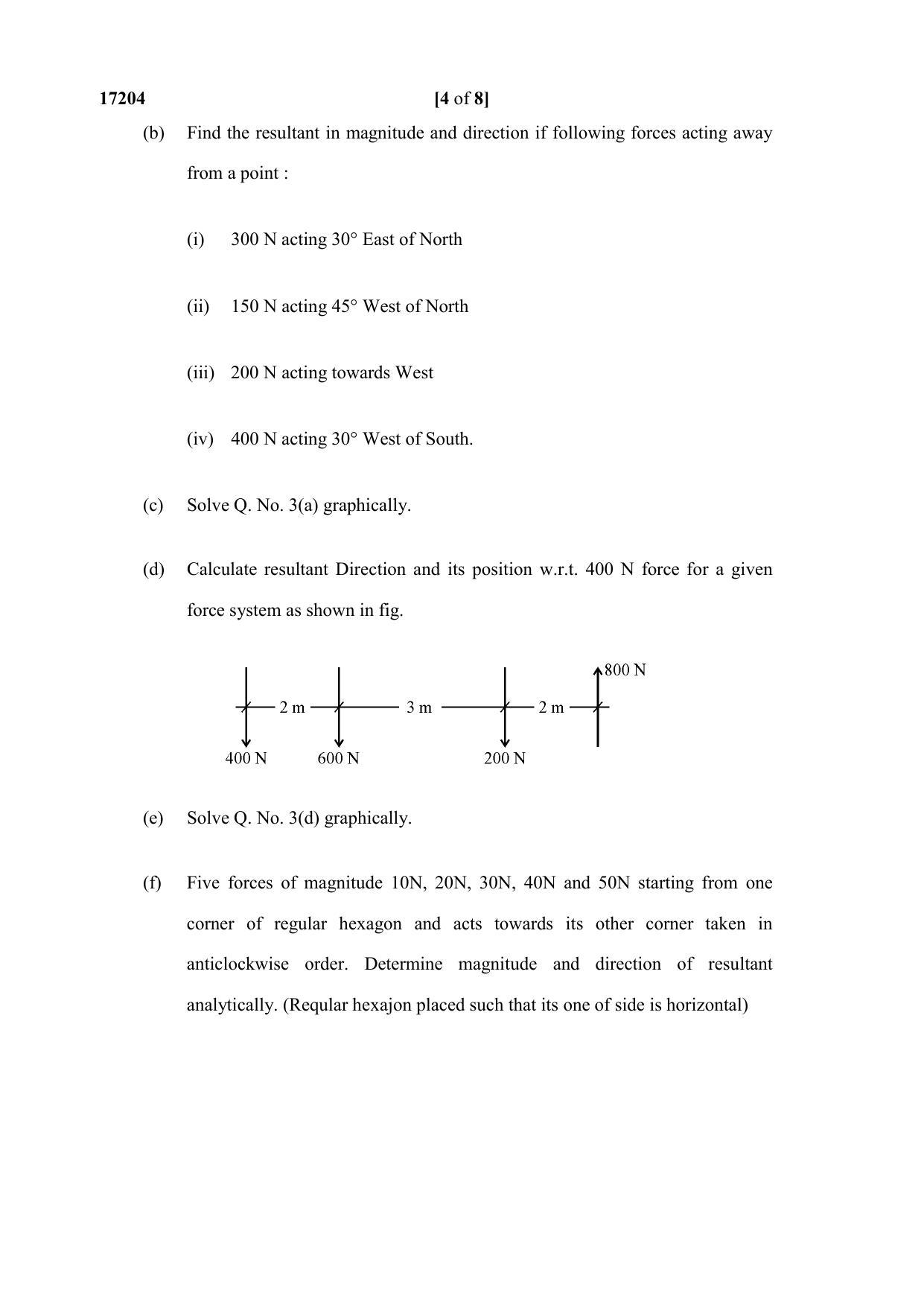 MSBTE Winter Question Paper 2019 - Engineering Mechanics - Page 4