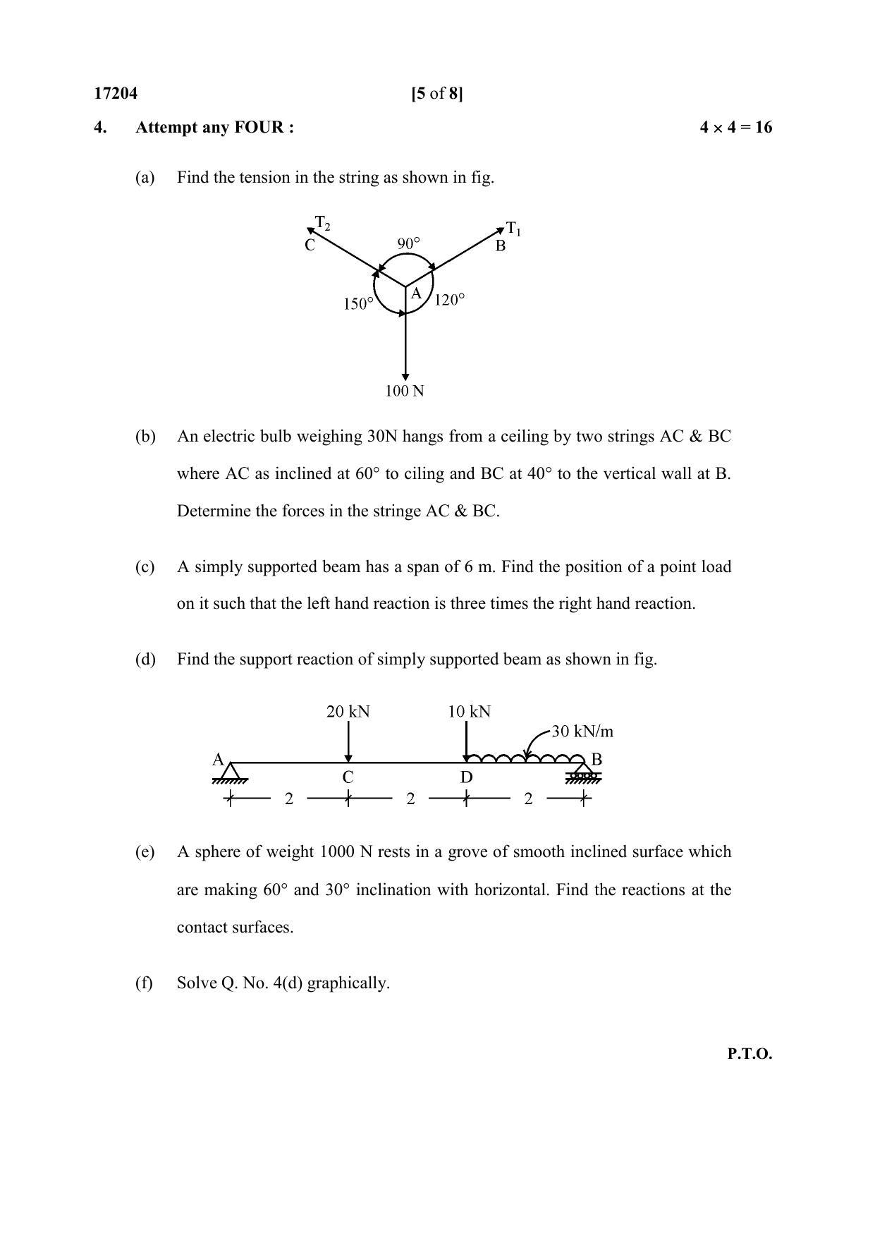 MSBTE Winter Question Paper 2019 - Engineering Mechanics - Page 5