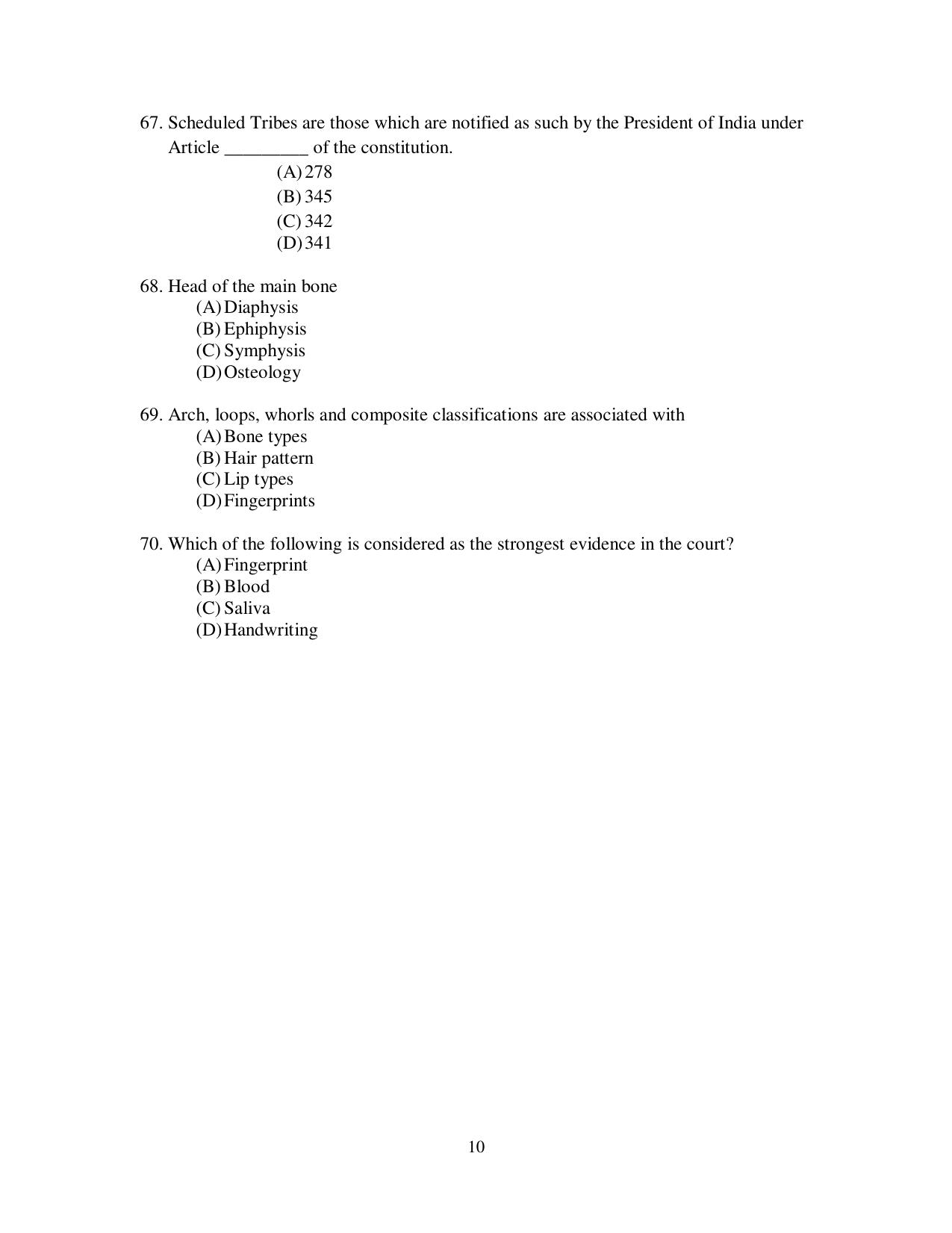 Odisha CPET 2021 ANTHROPOLOGY(ARTS) Question Paper - Page 10