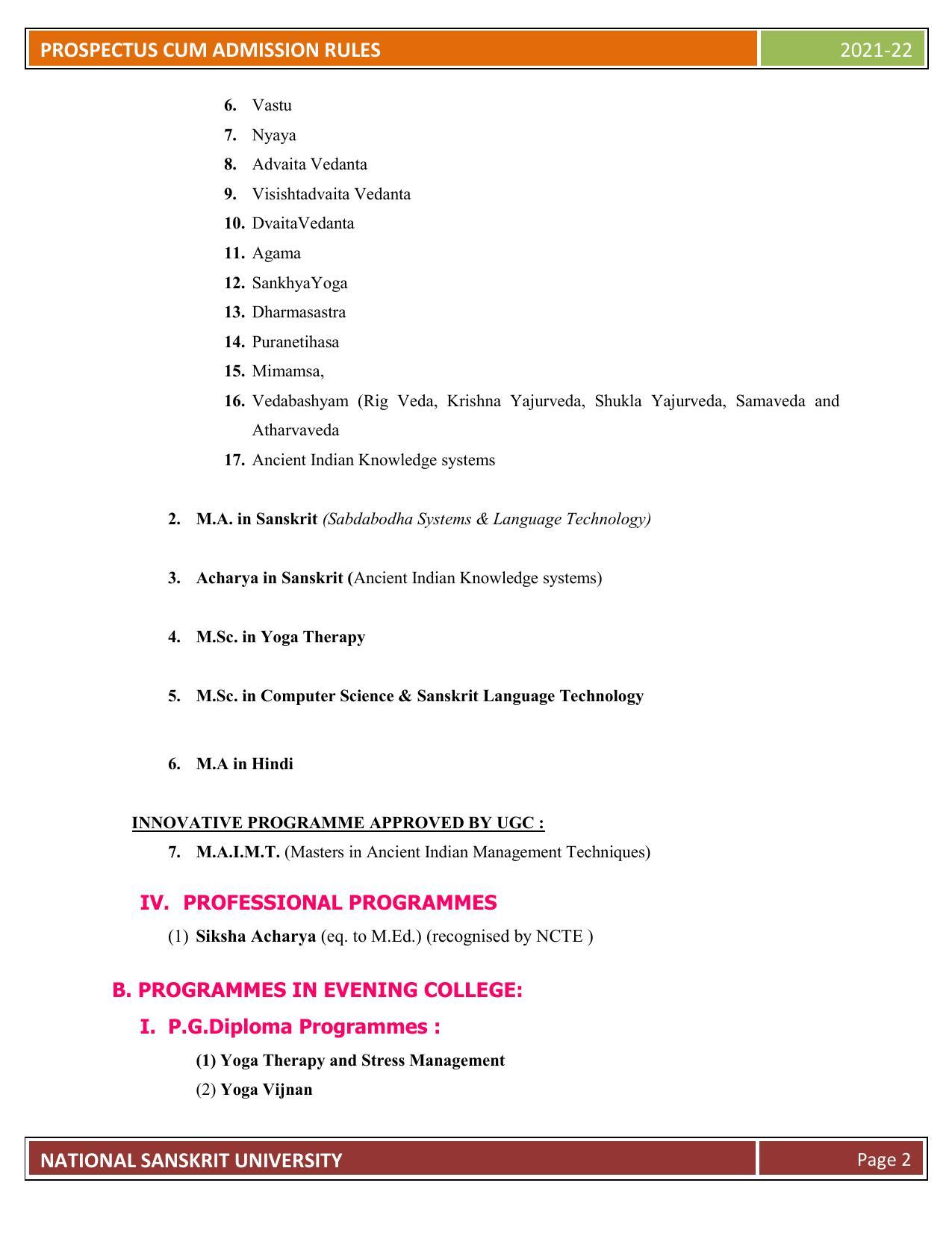 Rashtriya Sanskrit Vidyapeetha, Tirupati Admission Prospectus 2021-22 - Page 7