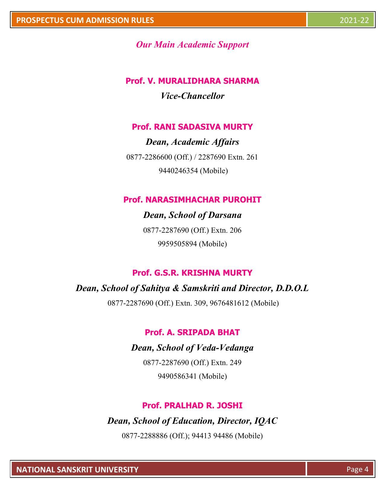 Rashtriya Sanskrit Vidyapeetha, Tirupati Admission Prospectus 2021-22 - Page 9