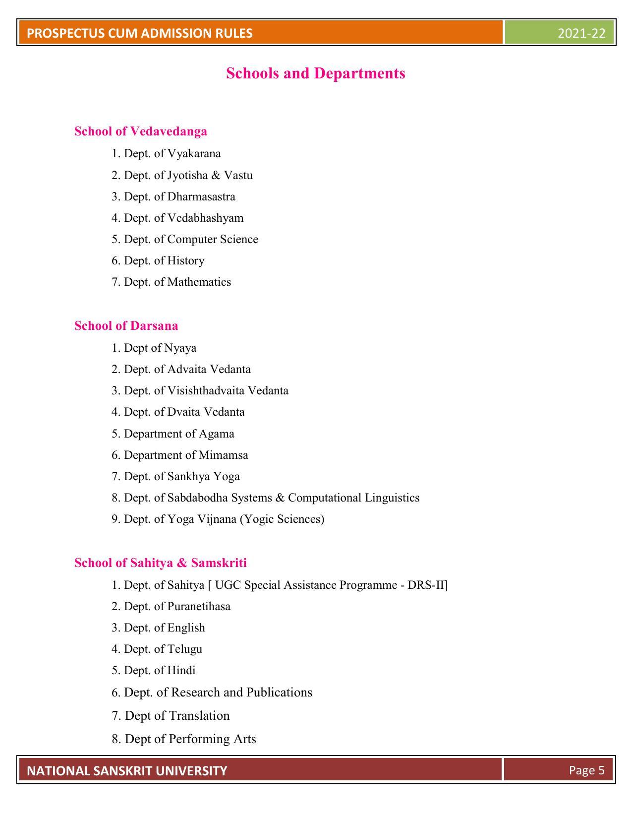 Rashtriya Sanskrit Vidyapeetha, Tirupati Admission Prospectus 2021-22 - Page 10