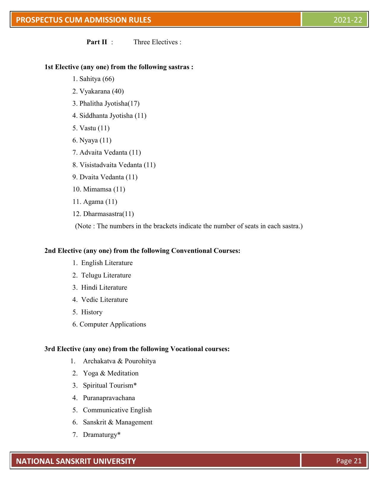 Rashtriya Sanskrit Vidyapeetha, Tirupati Admission Prospectus 2021-22 - Page 26