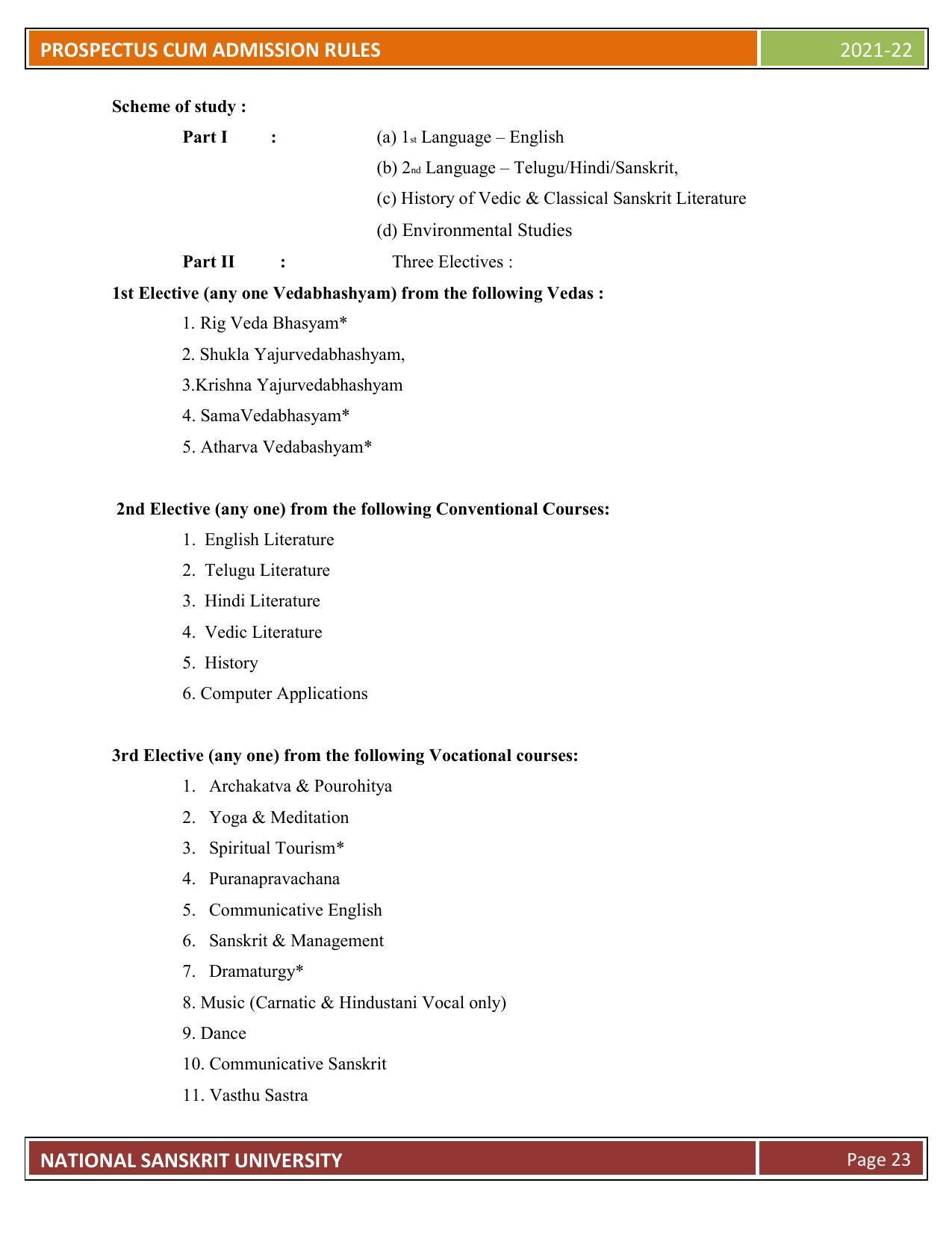 Rashtriya Sanskrit Vidyapeetha, Tirupati Admission Prospectus 2021-22 - Page 28