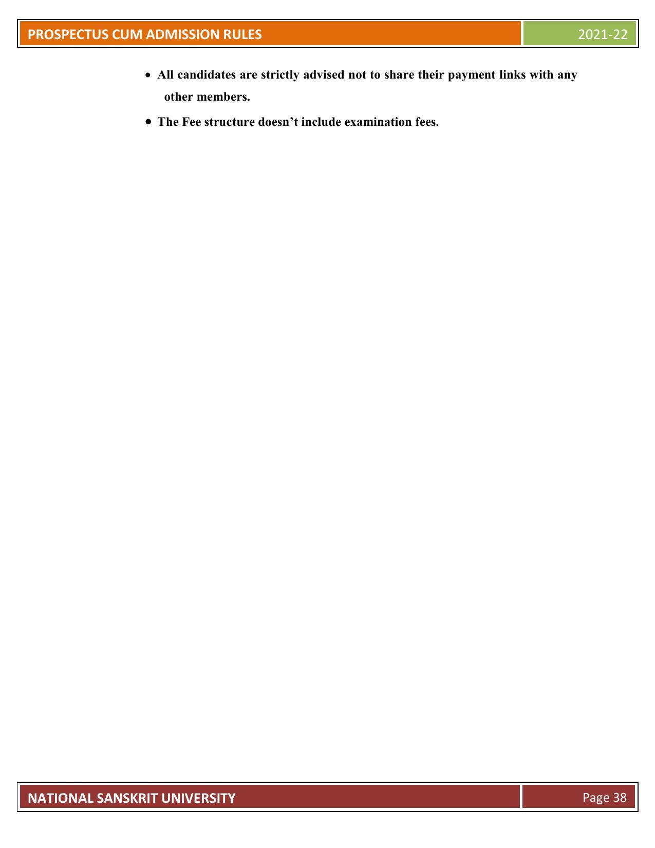 Rashtriya Sanskrit Vidyapeetha, Tirupati Admission Prospectus 2021-22 - Page 43