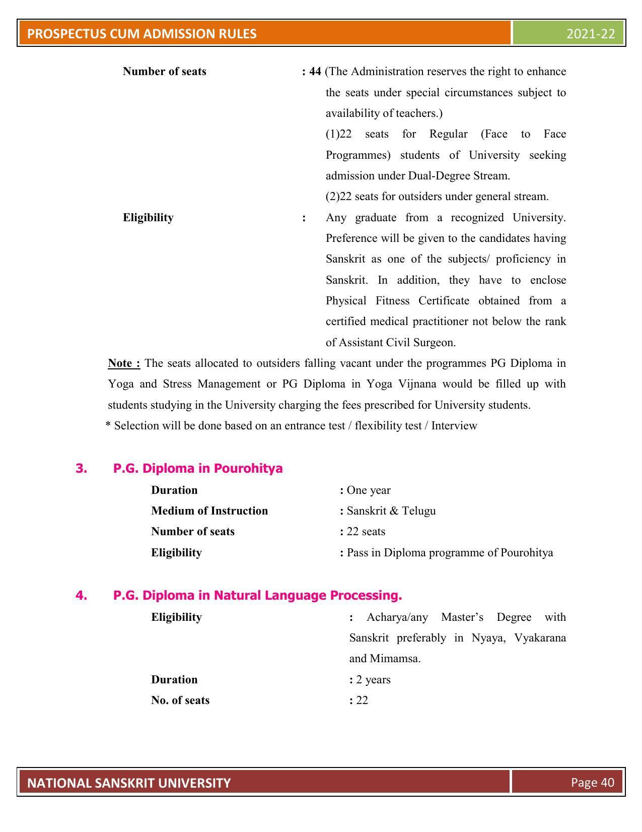 Rashtriya Sanskrit Vidyapeetha, Tirupati Admission Prospectus 2021-22 - Page 45