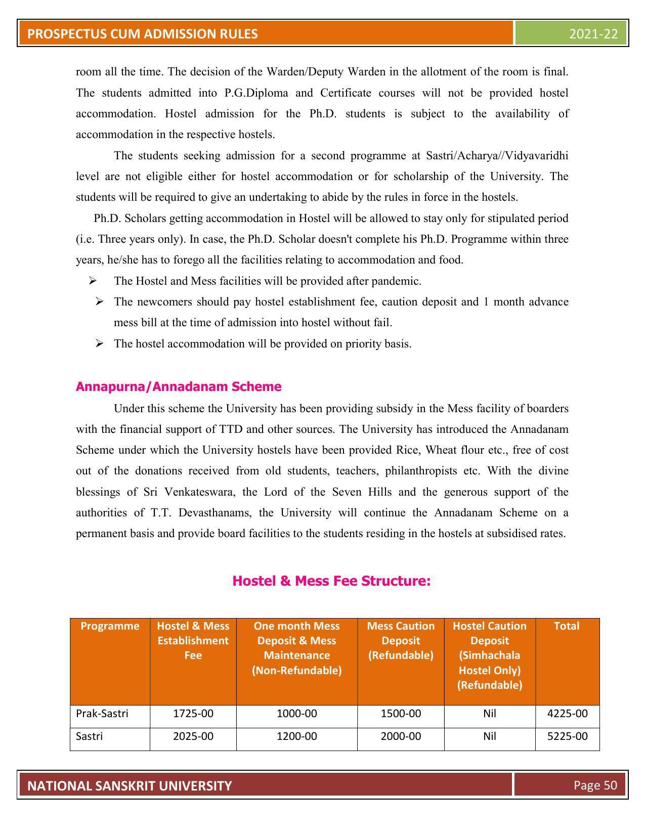 Rashtriya Sanskrit Vidyapeetha, Tirupati Admission Prospectus 2021-22 - Page 55