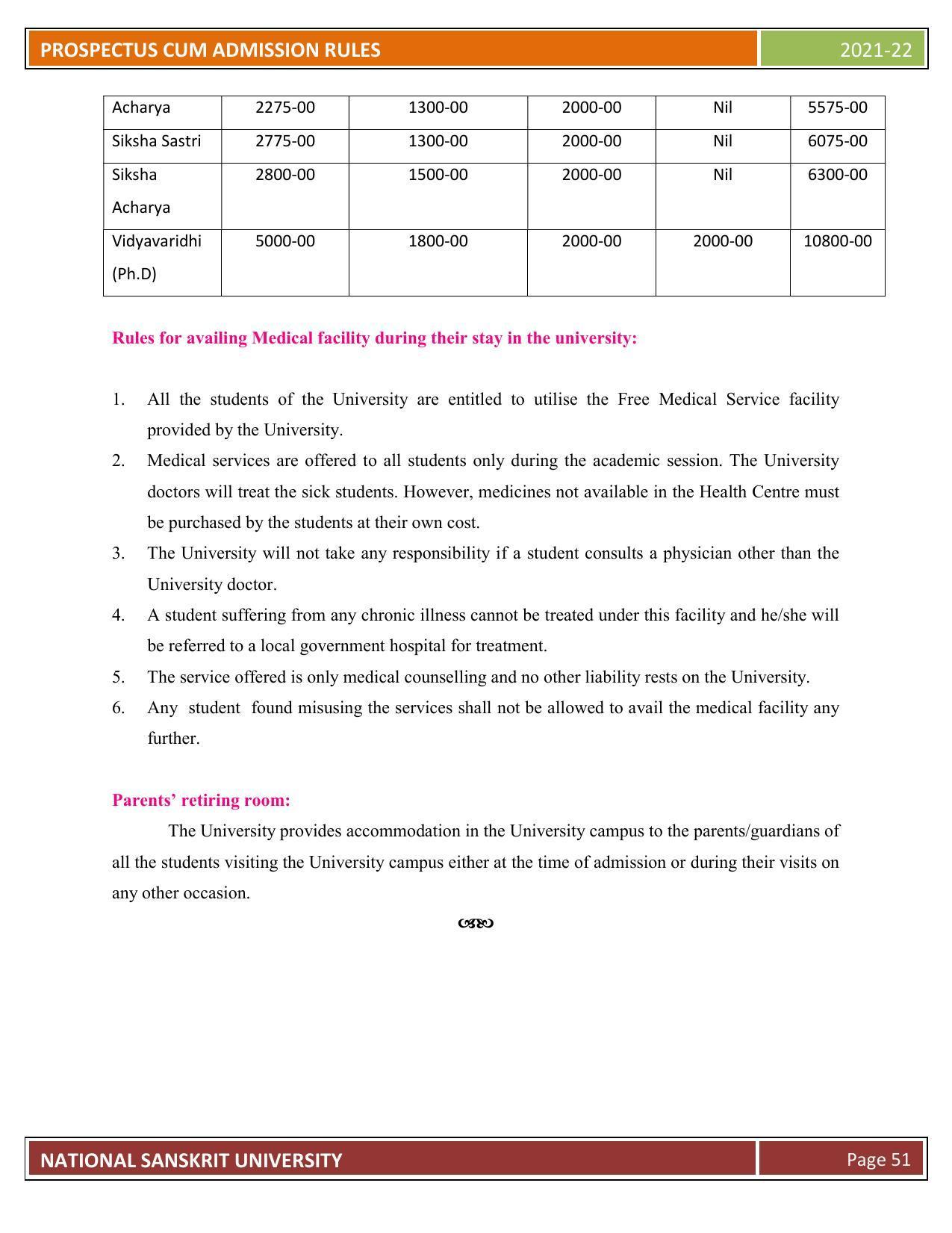 Rashtriya Sanskrit Vidyapeetha, Tirupati Admission Prospectus 2021-22 - Page 56