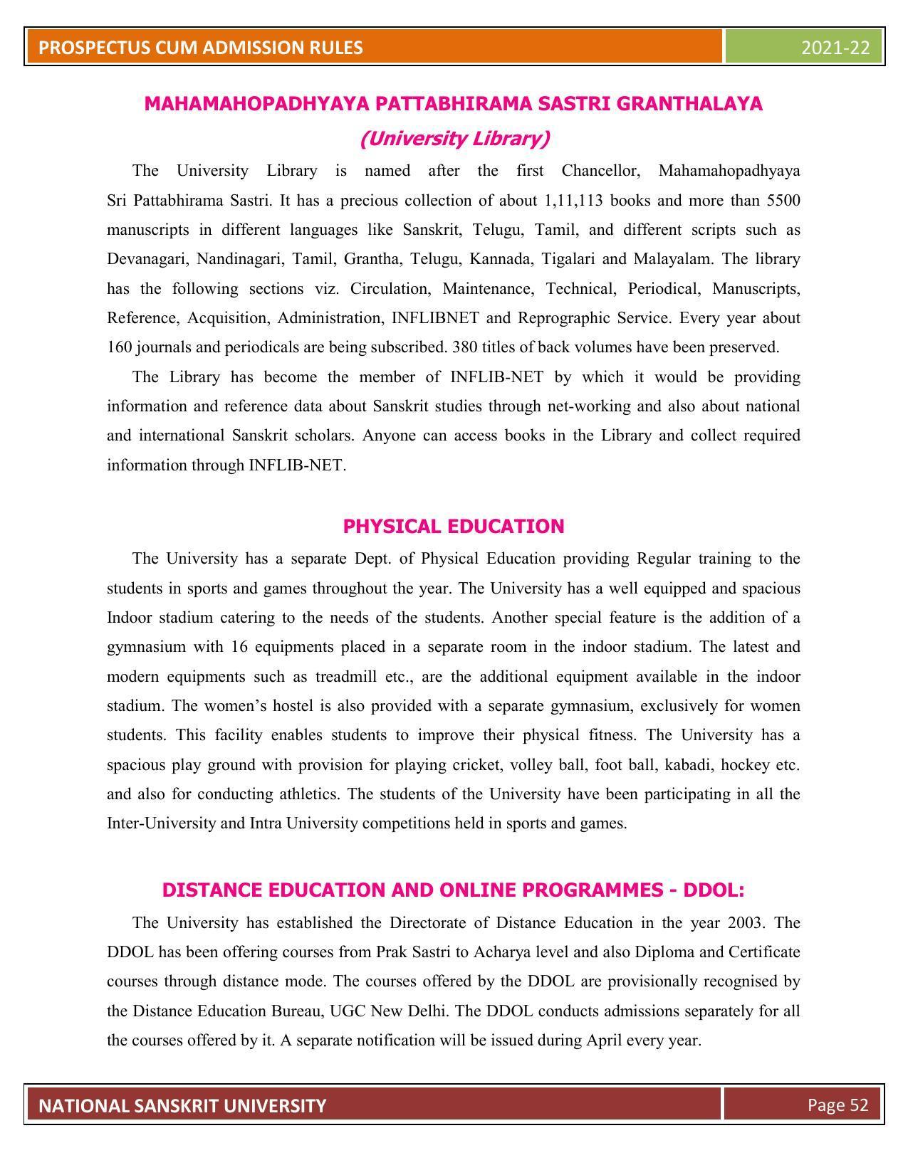 Rashtriya Sanskrit Vidyapeetha, Tirupati Admission Prospectus 2021-22 - Page 57
