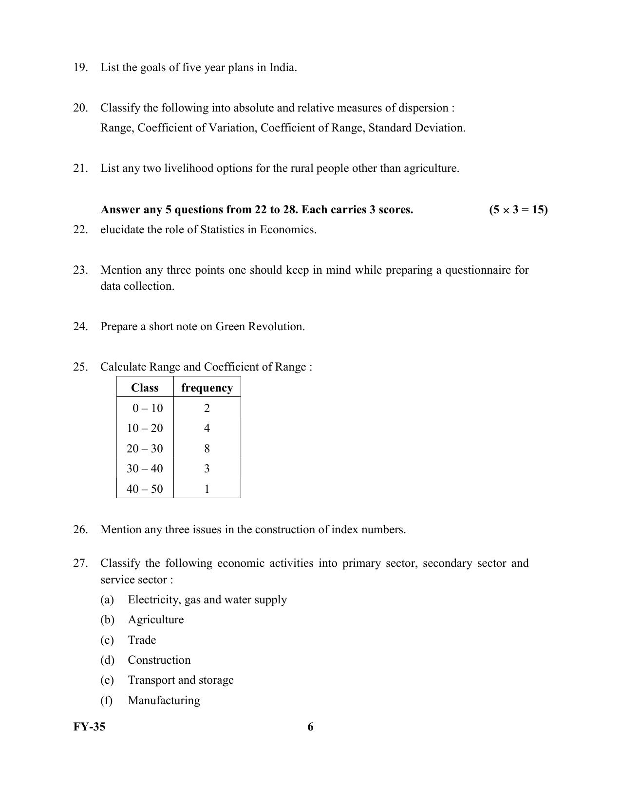 Kerala Plus One 2022 Economics Question Papers - Page 6