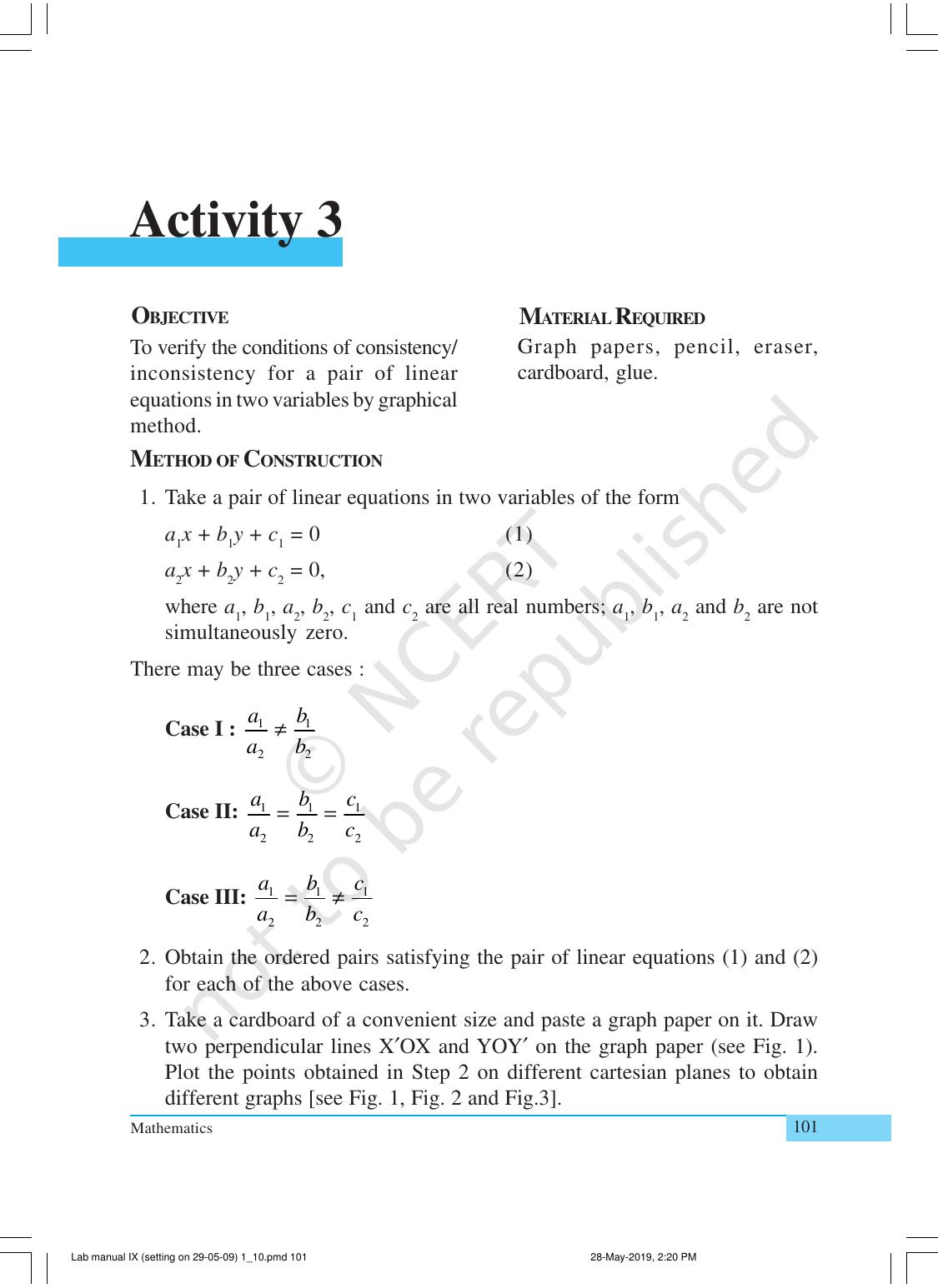 NCERT Laboratory Manuals for Class X Mathematics - Activities for Class X (1 to 10) - Page 9