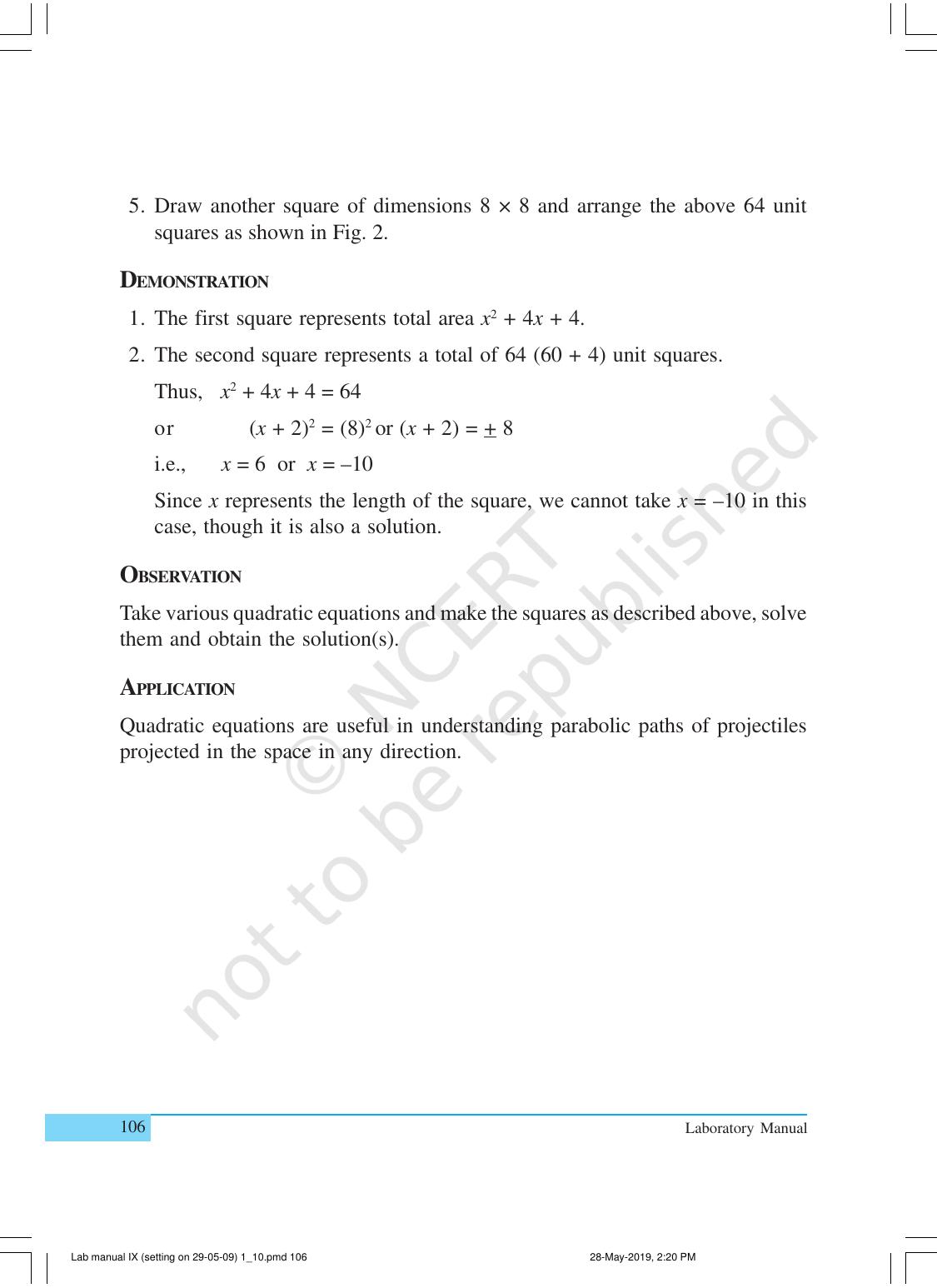 NCERT Laboratory Manuals for Class X Mathematics - Activities for Class X (1 to 10) - Page 14