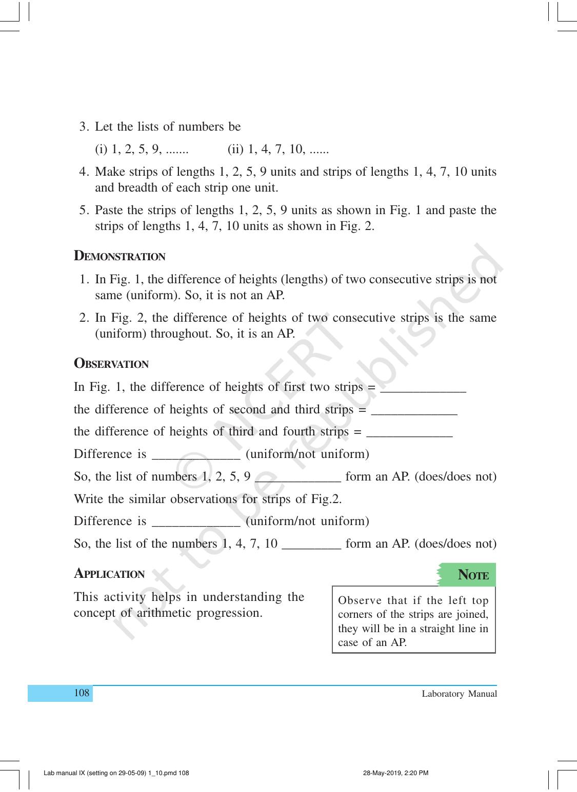NCERT Laboratory Manuals for Class X Mathematics - Activities for Class X (1 to 10) - Page 16