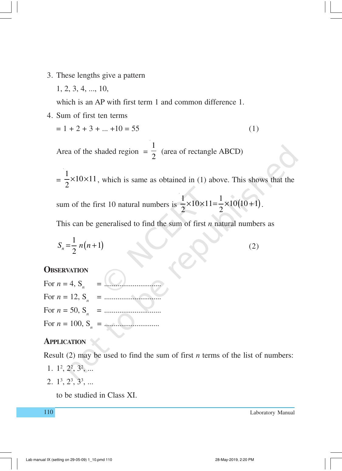 NCERT Laboratory Manuals for Class X Mathematics - Activities for Class X (1 to 10) - Page 18