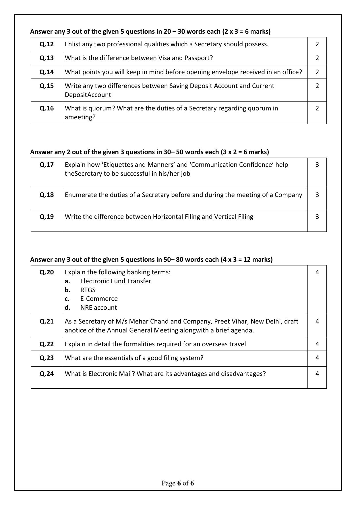 CBSE Class 12 (Skill Education) Office Procedures & Practices 2024 Sample Paper - Page 6