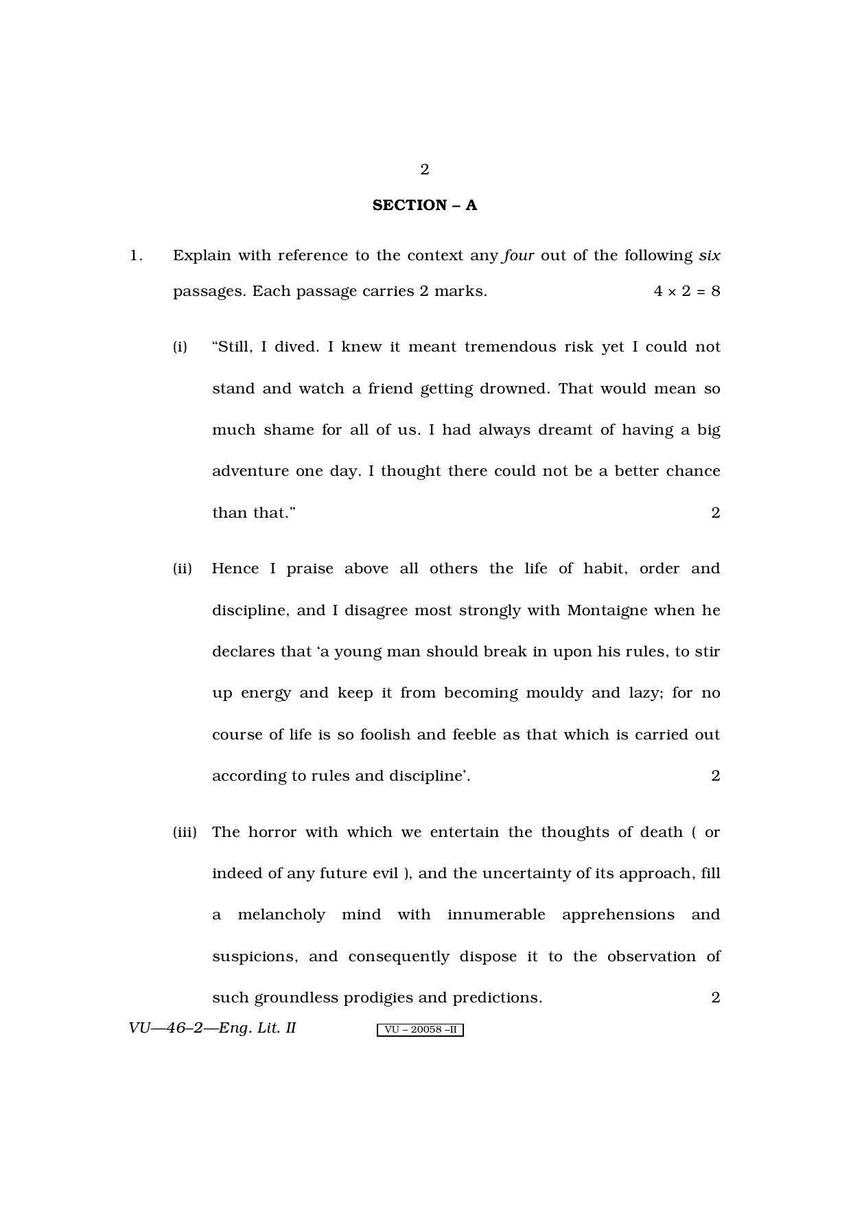 RBSE English Literature II 2010 Varishtha Upadhyay Question Paper - Page 2