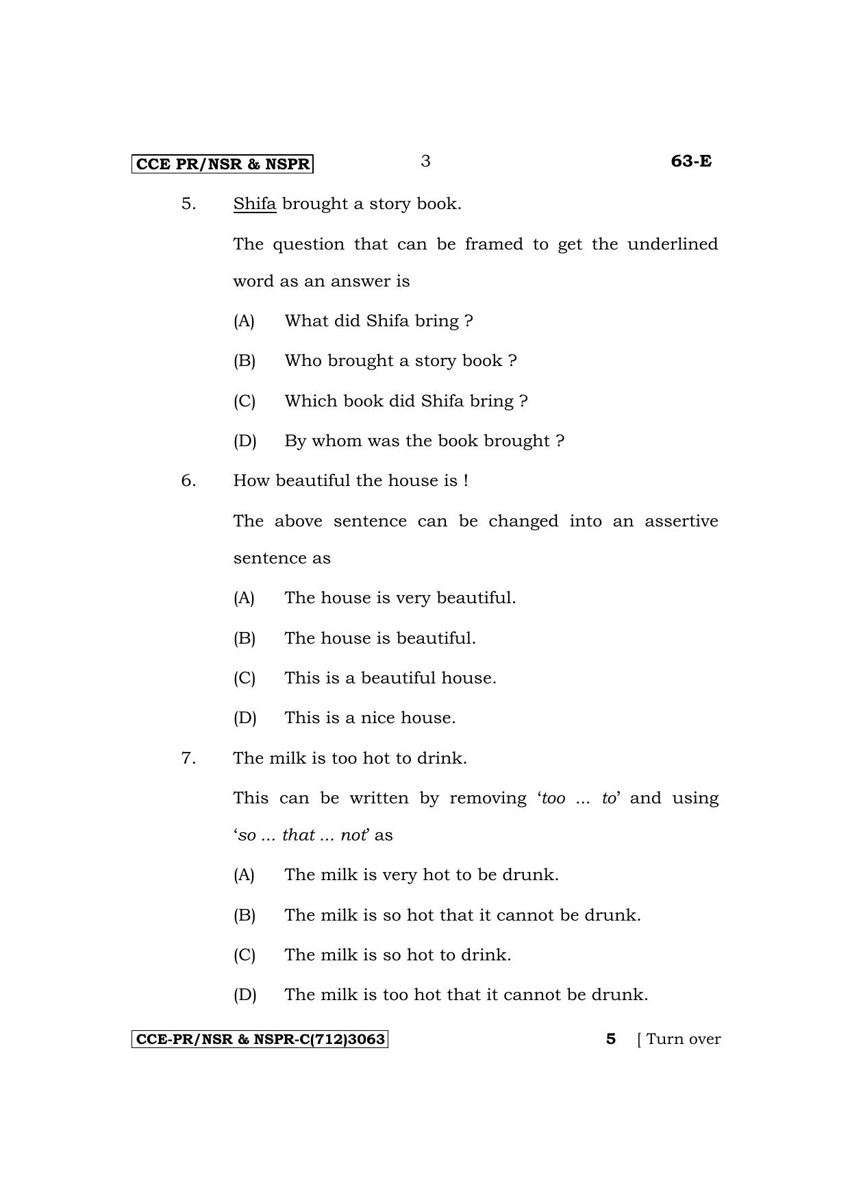 Karnataka SSLC Third Language English Supplementary Exam Question Paper 2023 (C Version) - Page 3