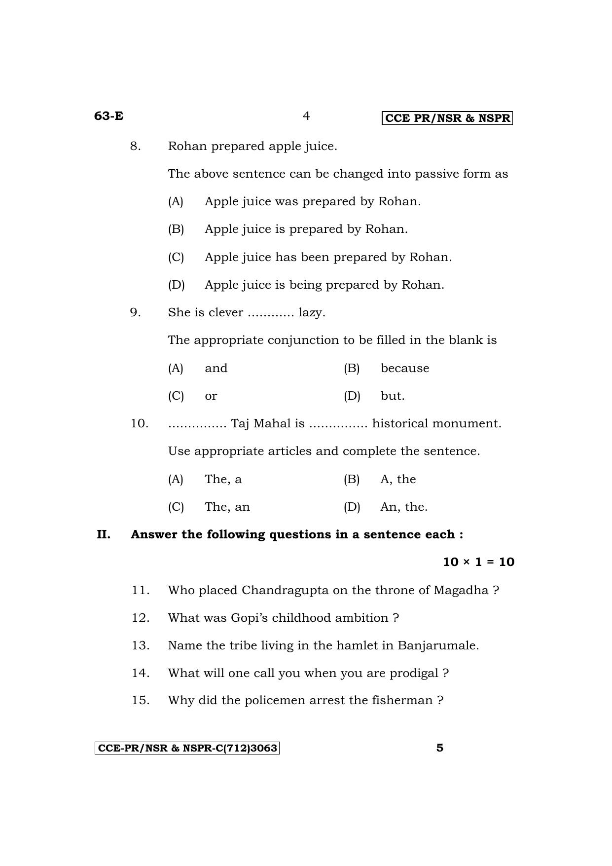Karnataka SSLC Third Language English Supplementary Exam Question Paper 2023 (C Version) - Page 4