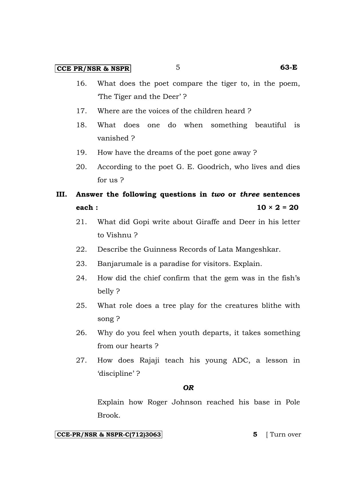 Karnataka SSLC Third Language English Supplementary Exam Question Paper 2023 (C Version) - Page 5