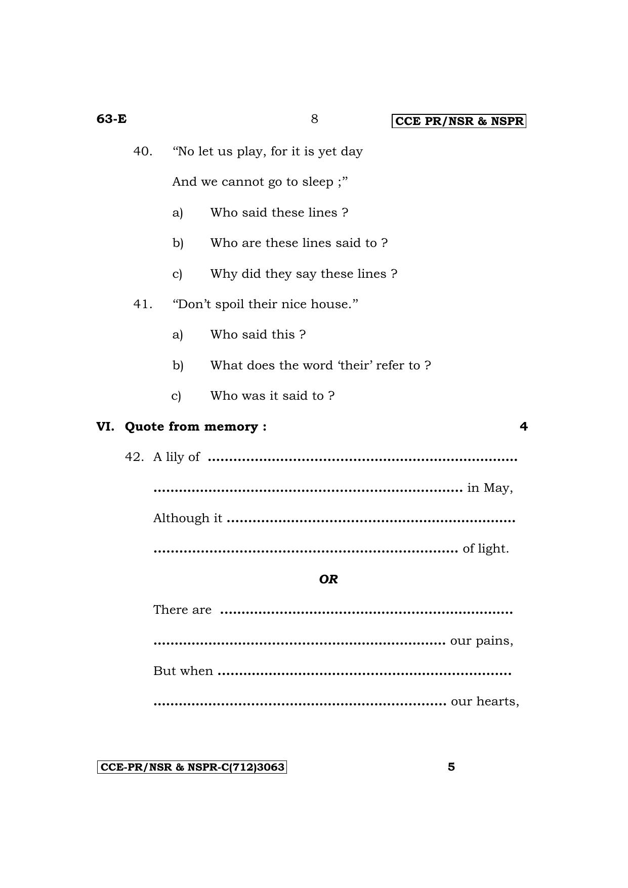 Karnataka SSLC Third Language English Supplementary Exam Question Paper 2023 (C Version) - Page 8