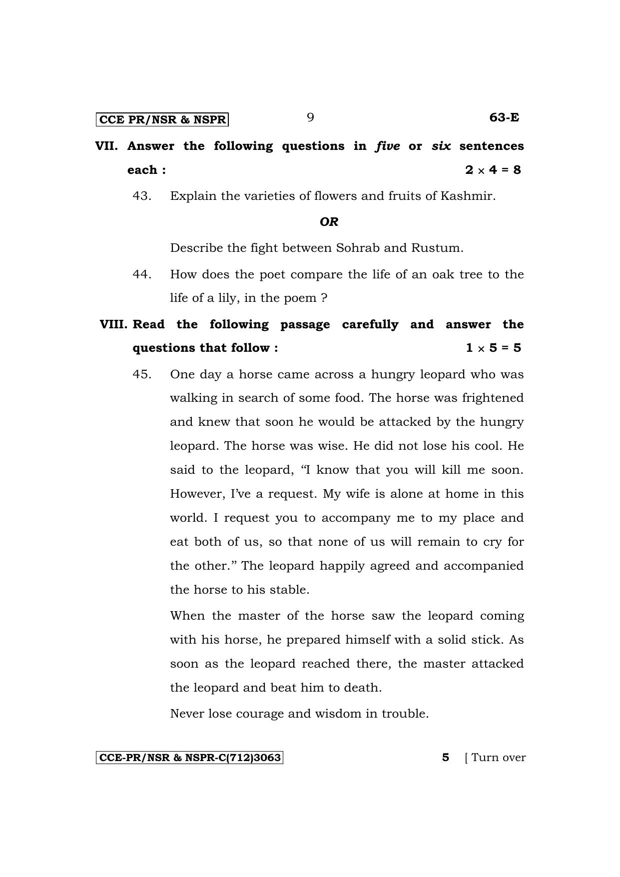 Karnataka SSLC Third Language English Supplementary Exam Question Paper 2023 (C Version) - Page 9