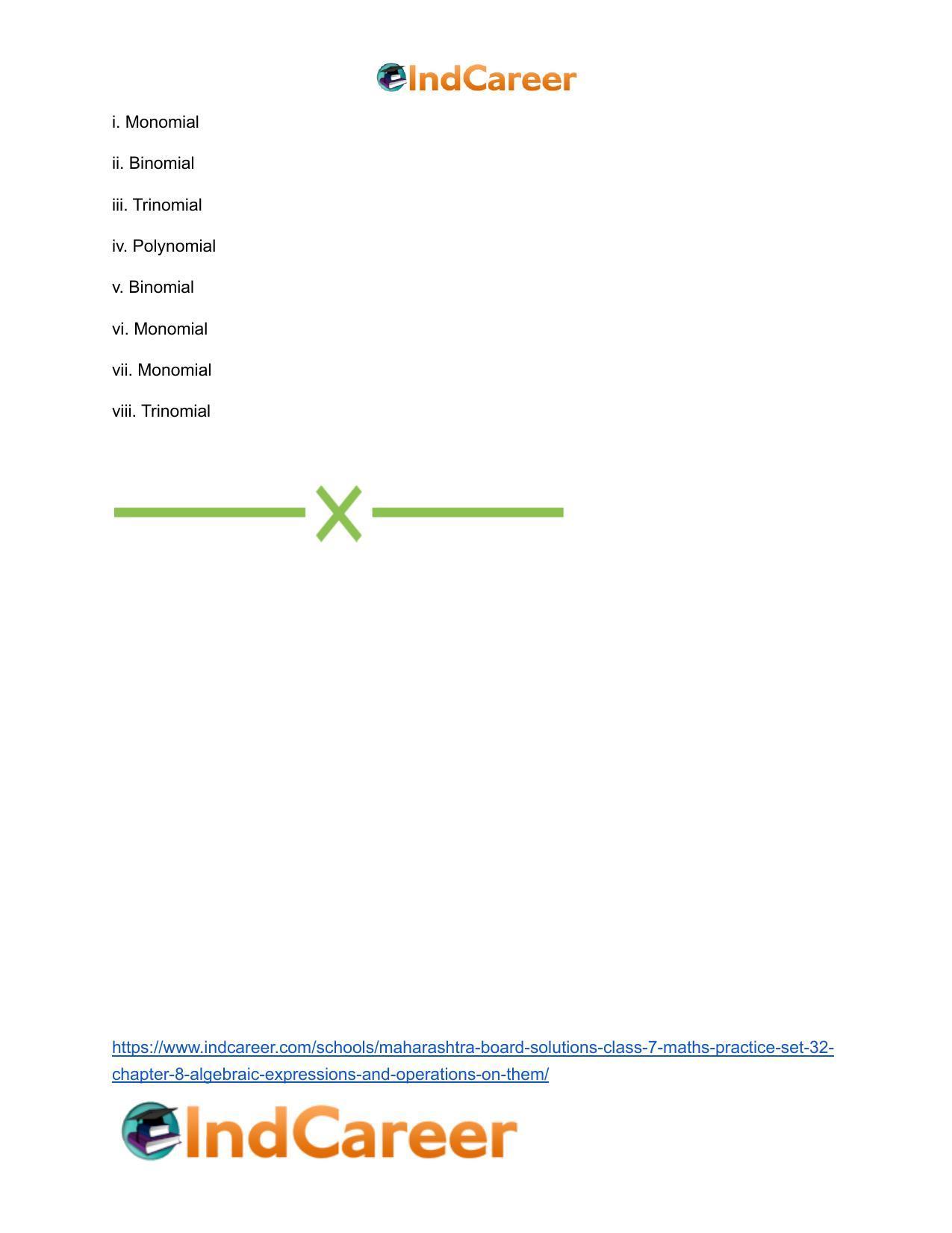 Maharashtra Board Solutions Class 7-Maths (Practice Set 32): Chapter 8- Algebraic Expressions and Operations on them - Page 3