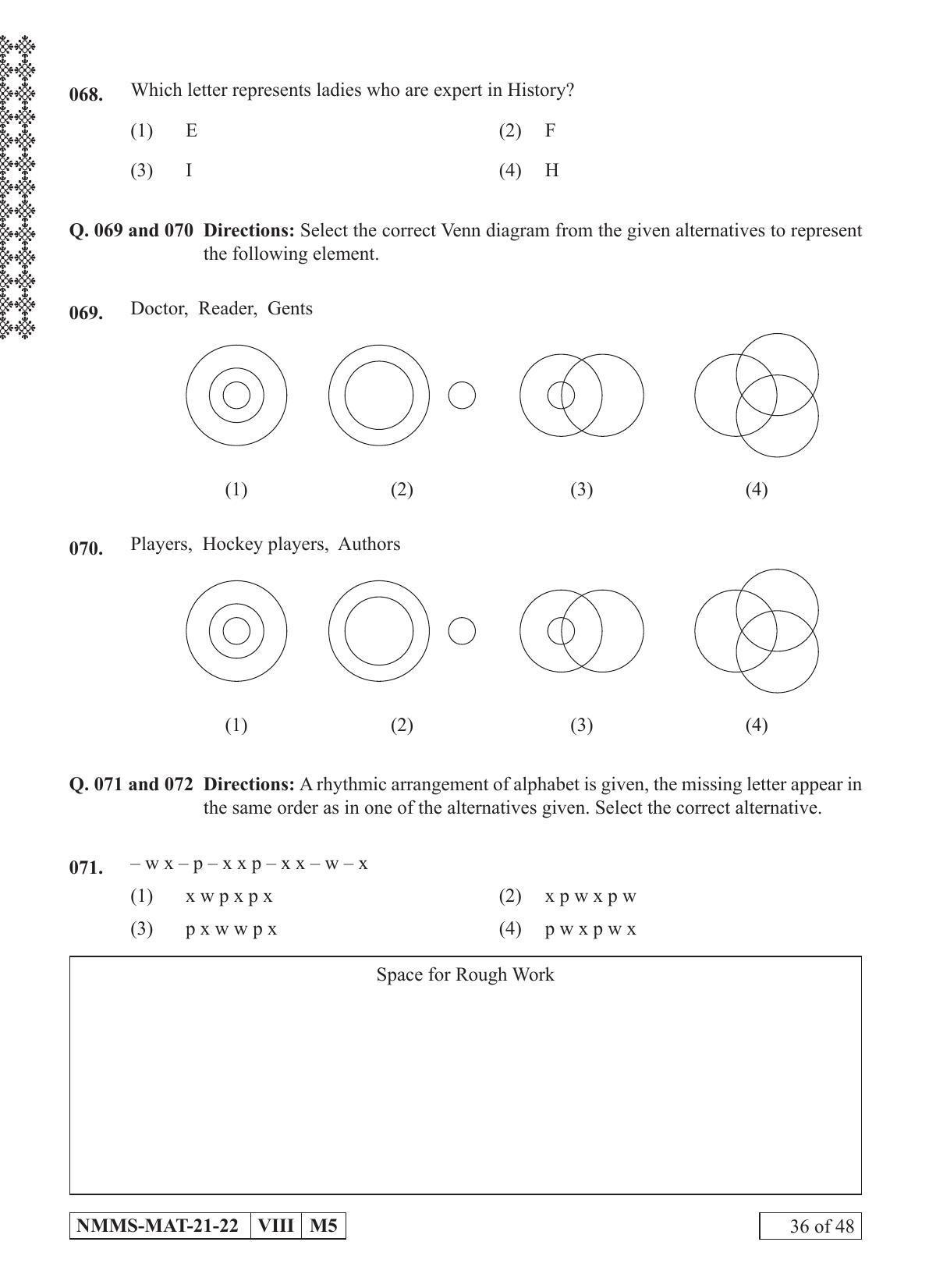 MAT ENGLISH 2021-22 Class 8 Maharashtra NMMS Question Papers - Page 36