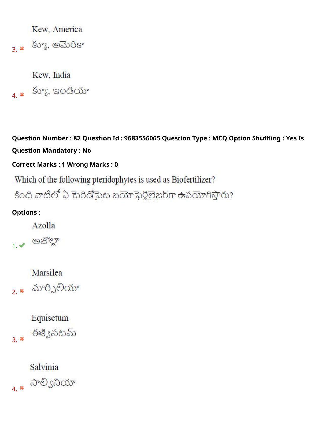 TS CPGET 2021 M.Sc. Bio Technology (5 years Integrated) (Shift 2) Question Paper with Answer Key - Page 63