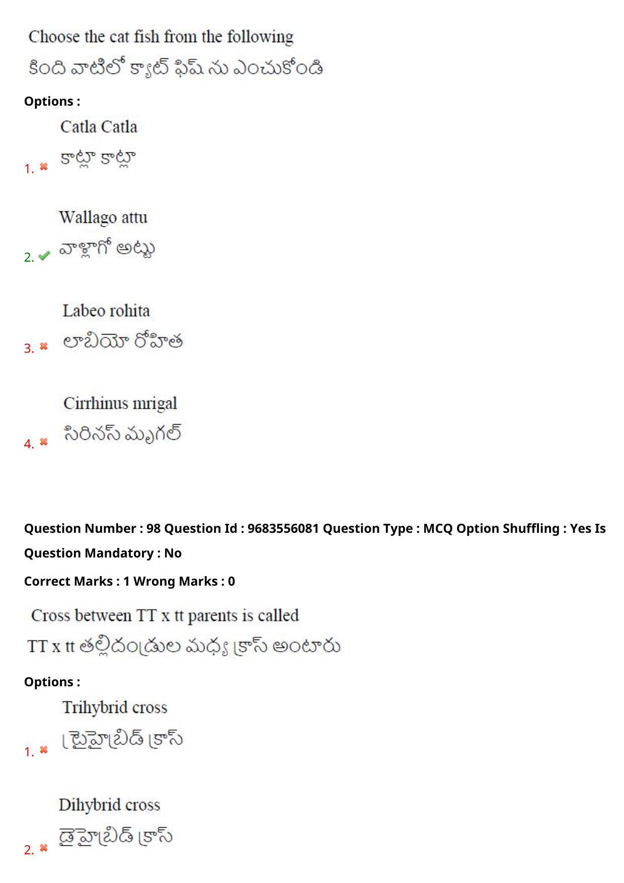 TS CPGET 2021 M.Sc. Bio Technology (5 years Integrated) (Shift 2) Question Paper with Answer Key - Page 74