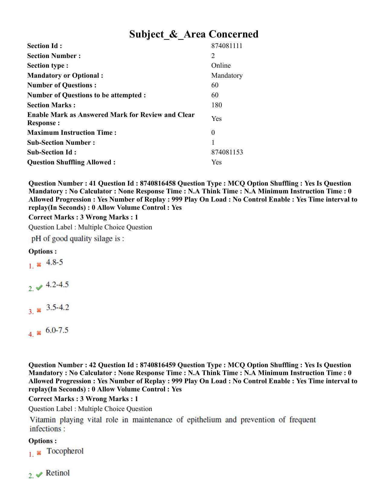 BHU RET Animal Nutrition  2020 Question Paper  - Page 28