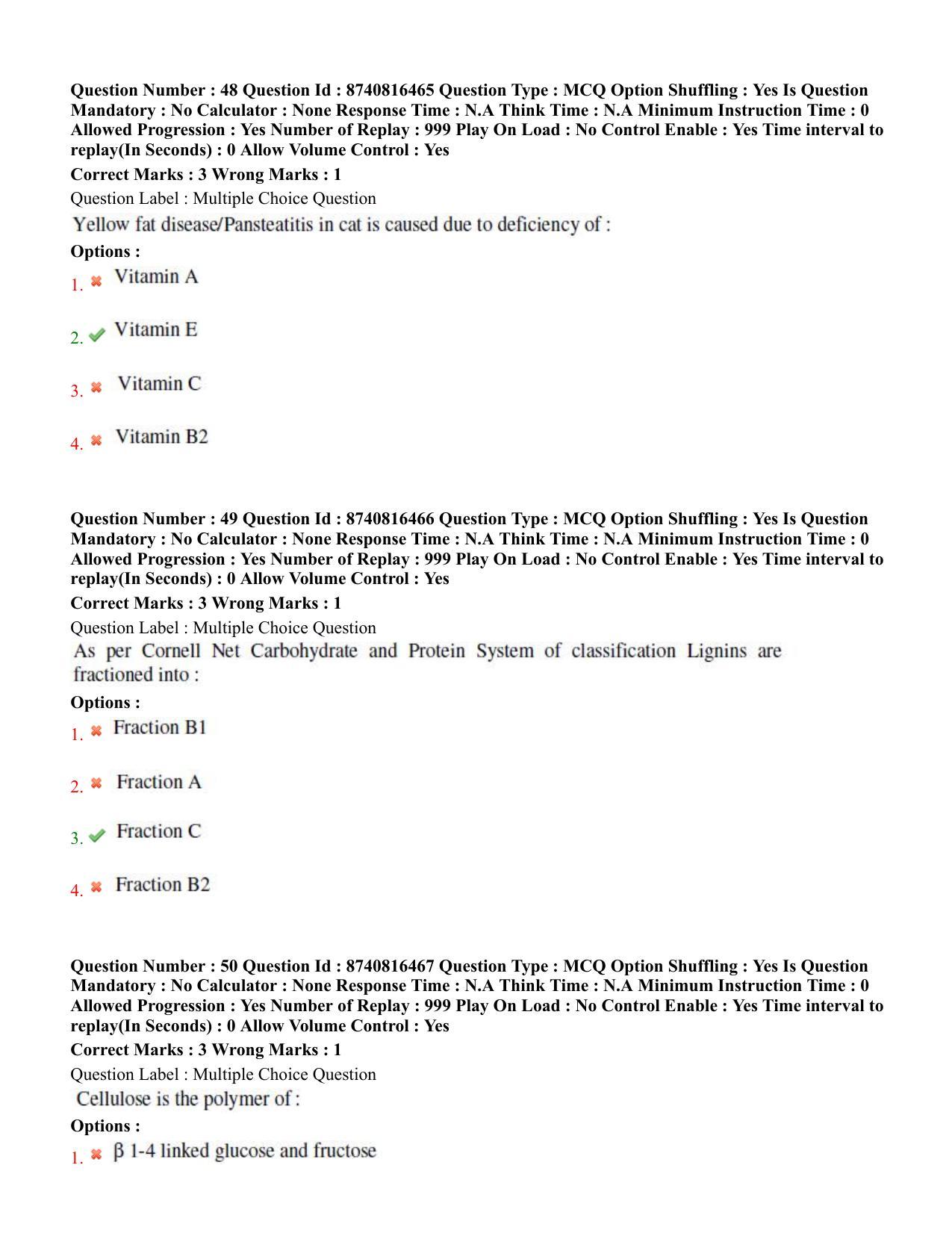 BHU RET Animal Nutrition  2020 Question Paper  - Page 31