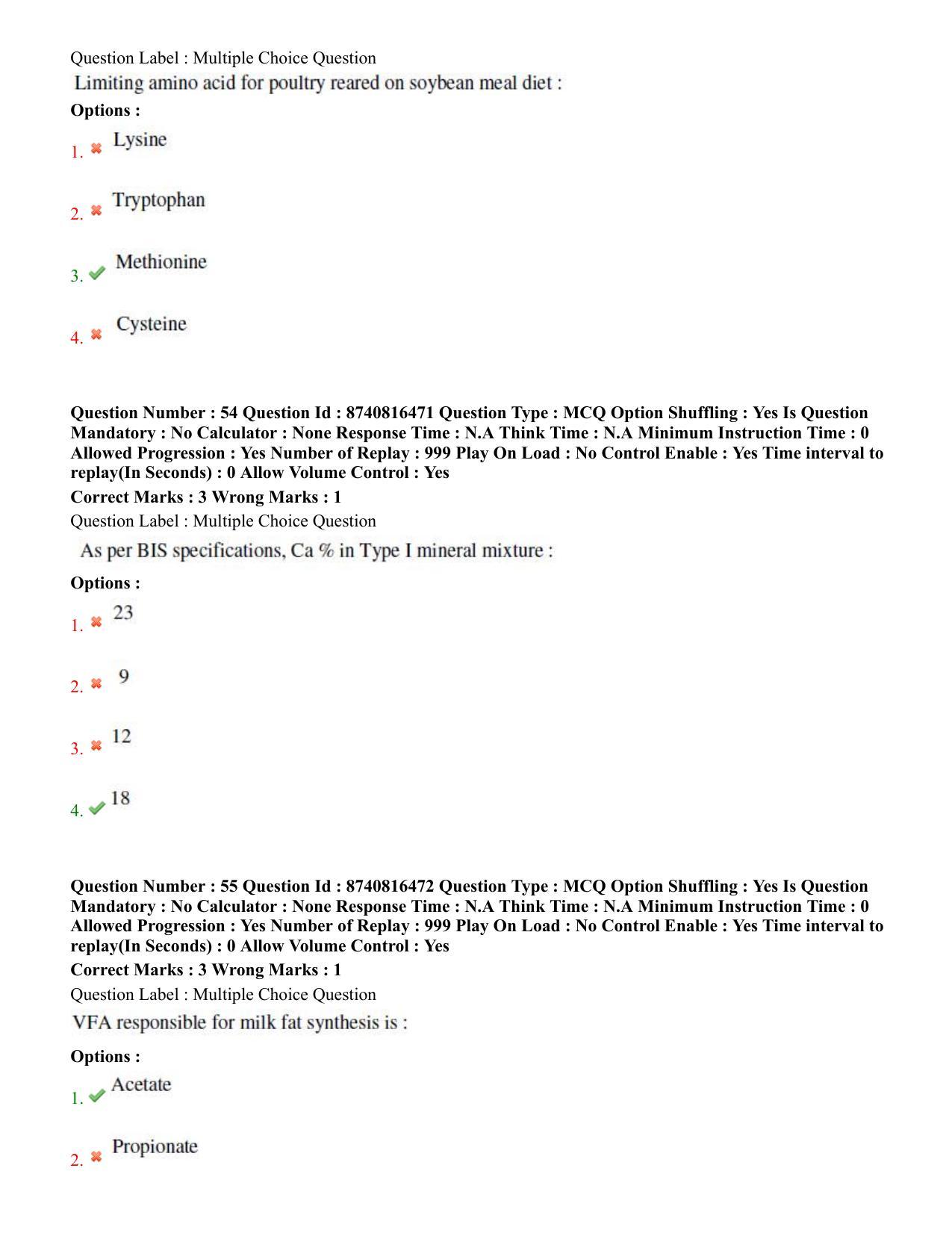 BHU RET Animal Nutrition  2020 Question Paper  - Page 33