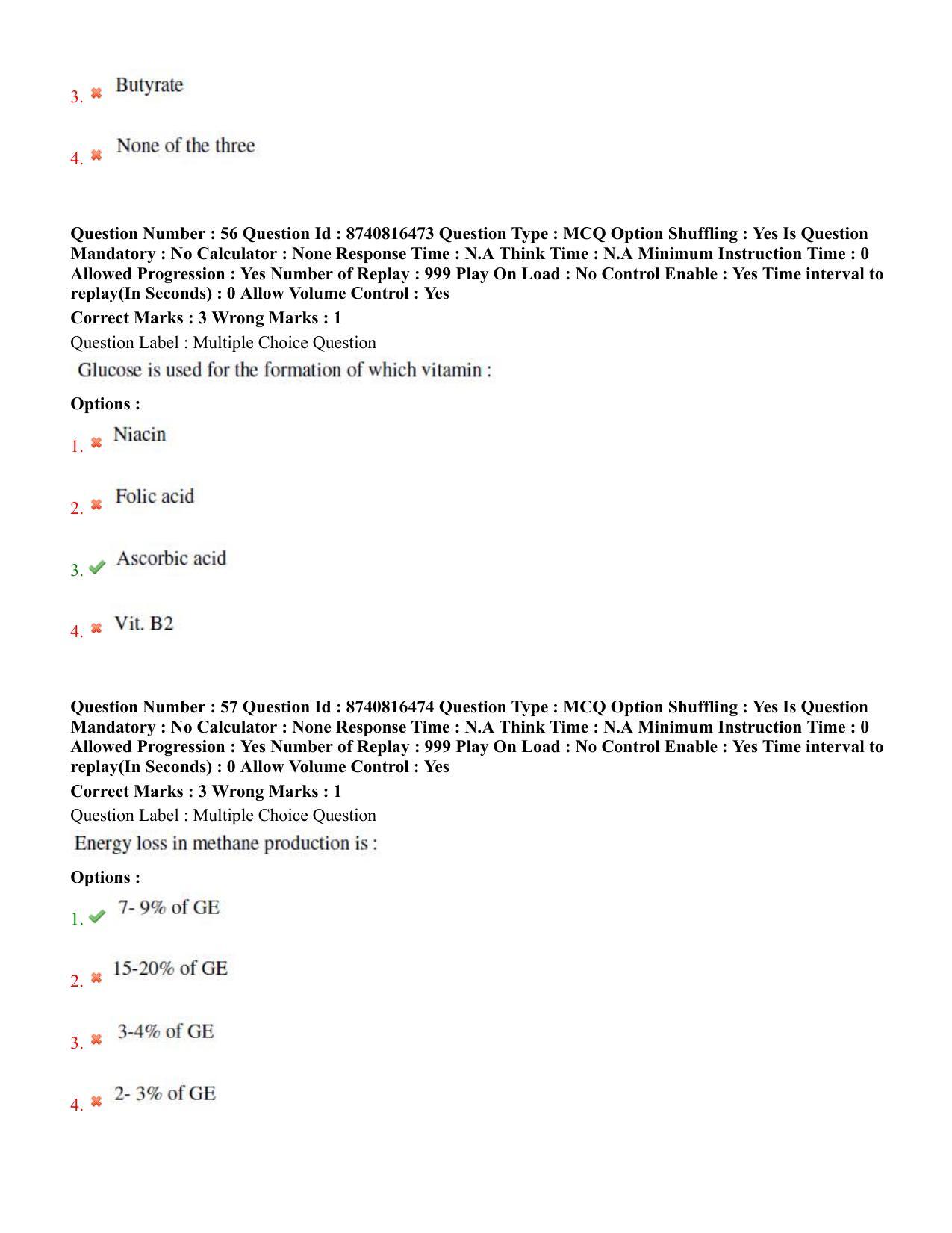 BHU RET Animal Nutrition  2020 Question Paper  - Page 34