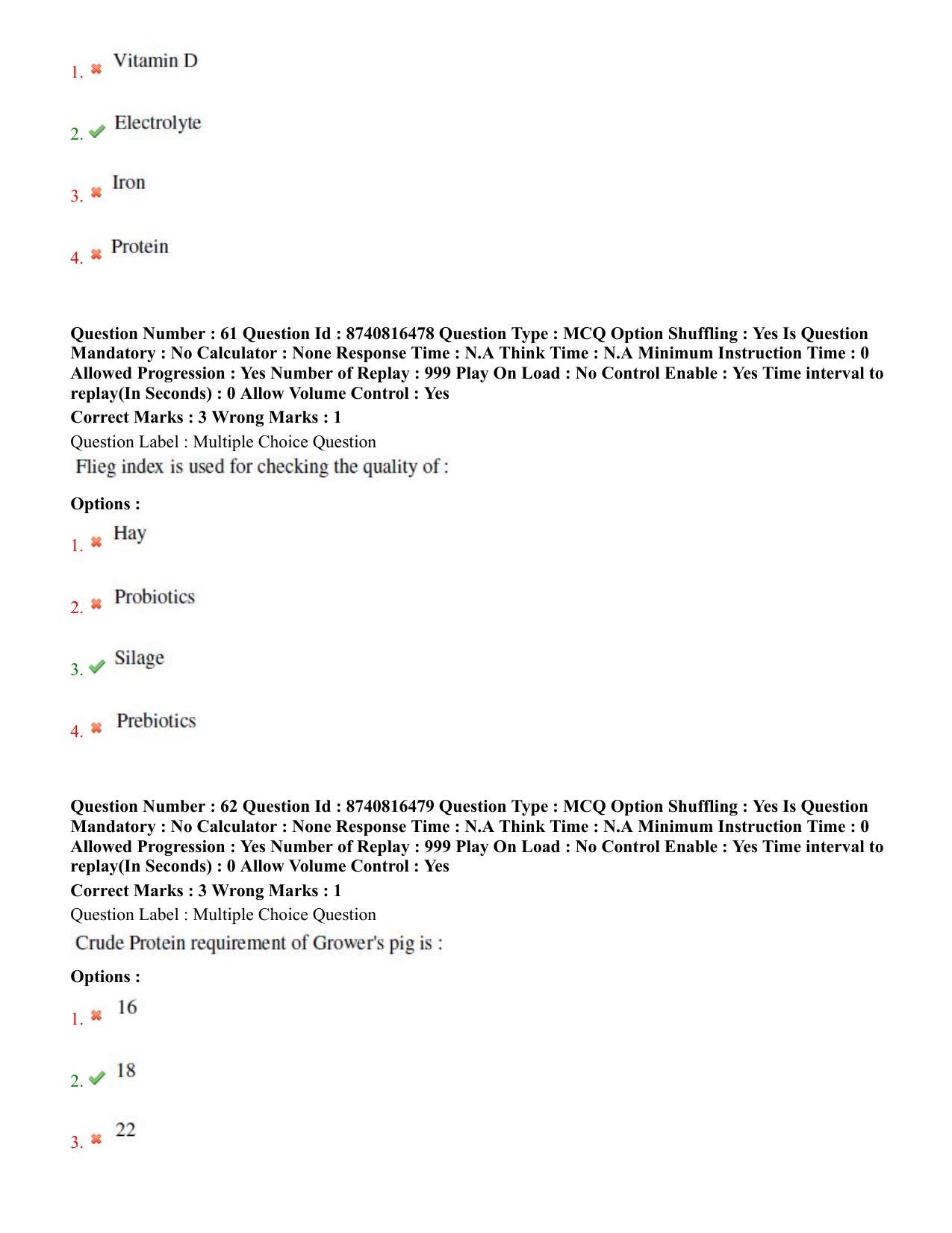 BHU RET Animal Nutrition  2020 Question Paper  - Page 36